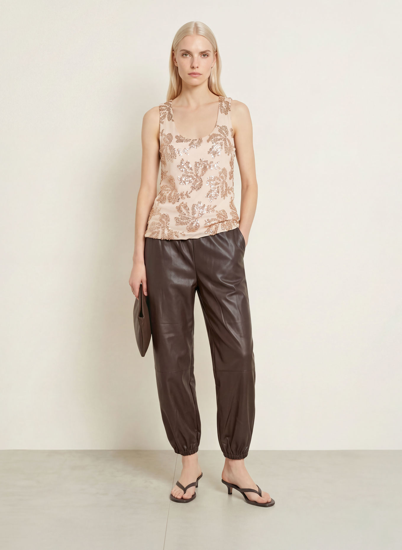 miss goodlife Mesh-Top met pailletten: LICHTORANJE / ROSÉGOUD