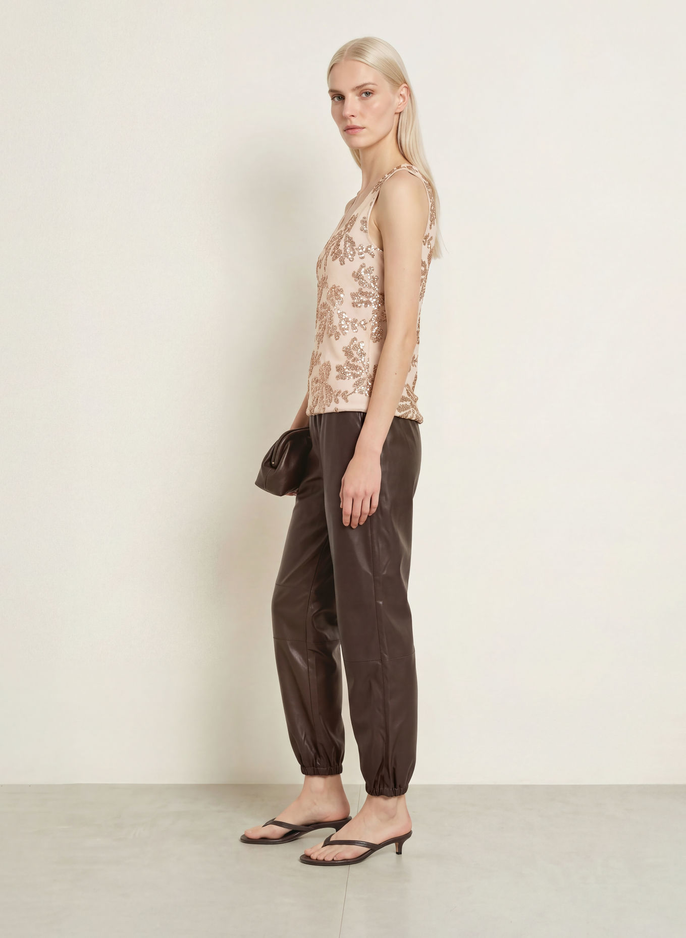 miss goodlife Mesh-Top met pailletten: LICHTORANJE / ROSÉGOUD