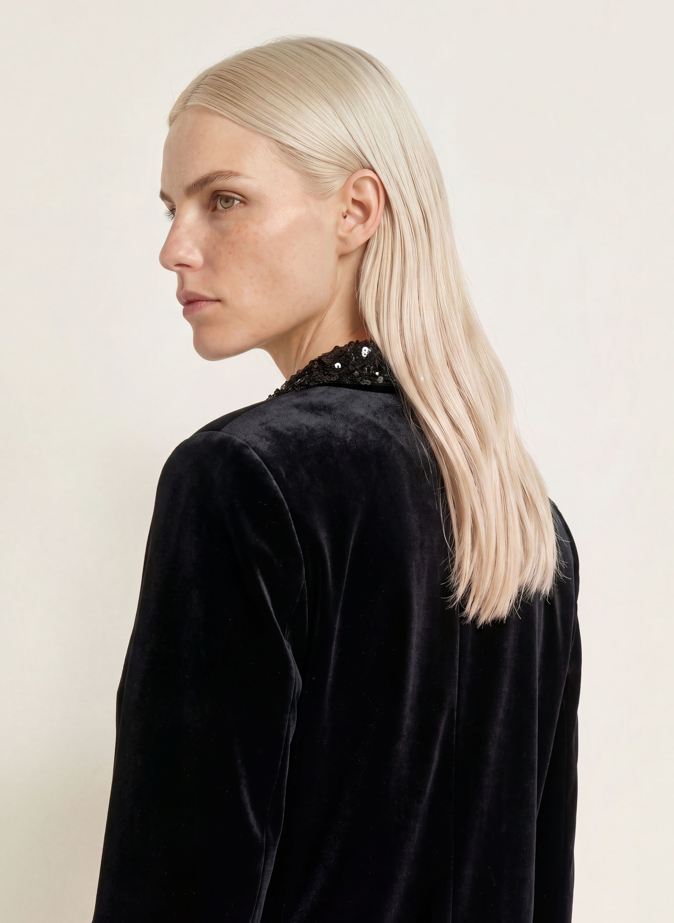 miss goodlife Fluwelen blazer met pailletten: ZWART