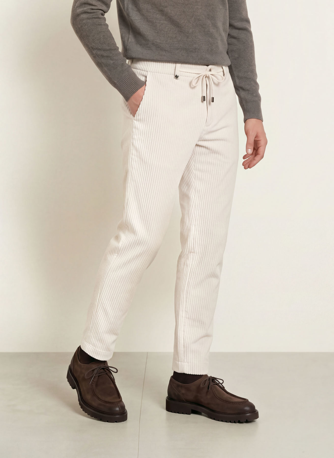DISTRETTO 12 TORINO YORK Extra Slim Fit Cord Pants: 0013 PANNA