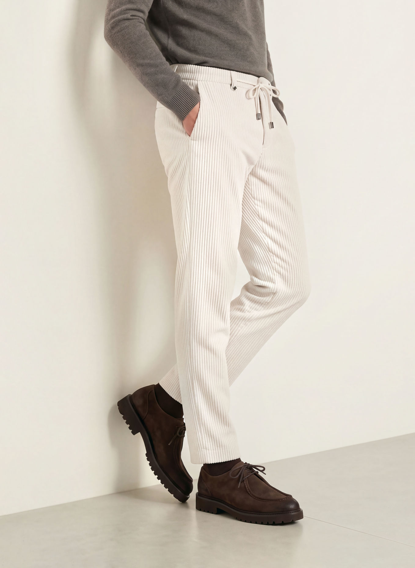 DISTRETTO 12 TORINO YORK Extra Slim Fit Cord Pants: 0013 PANNA