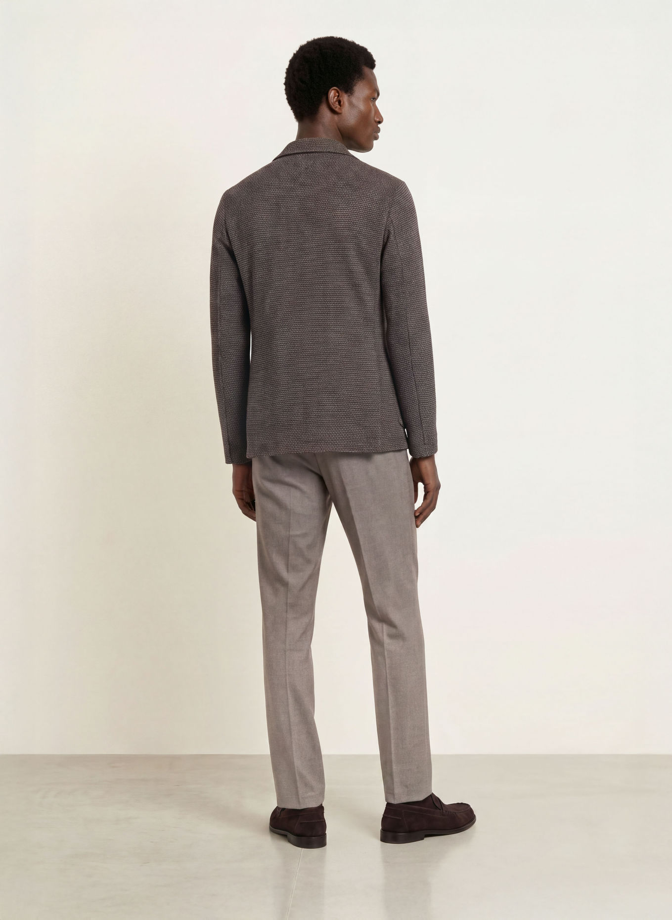 DISTRETTO 12 Marynarka z jerseyu o kroju Extra Slim Fit: SZAROBRĄZOWY / GRANATOWY