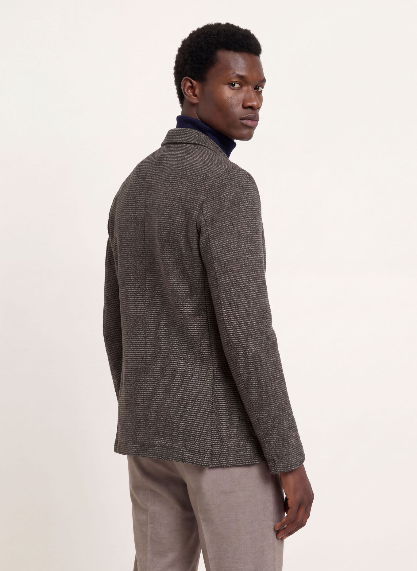 DISTRETTO 12 Marynarka z jerseyu o kroju Extra Slim Fit: SZAROBRĄZOWY / GRANATOWY
