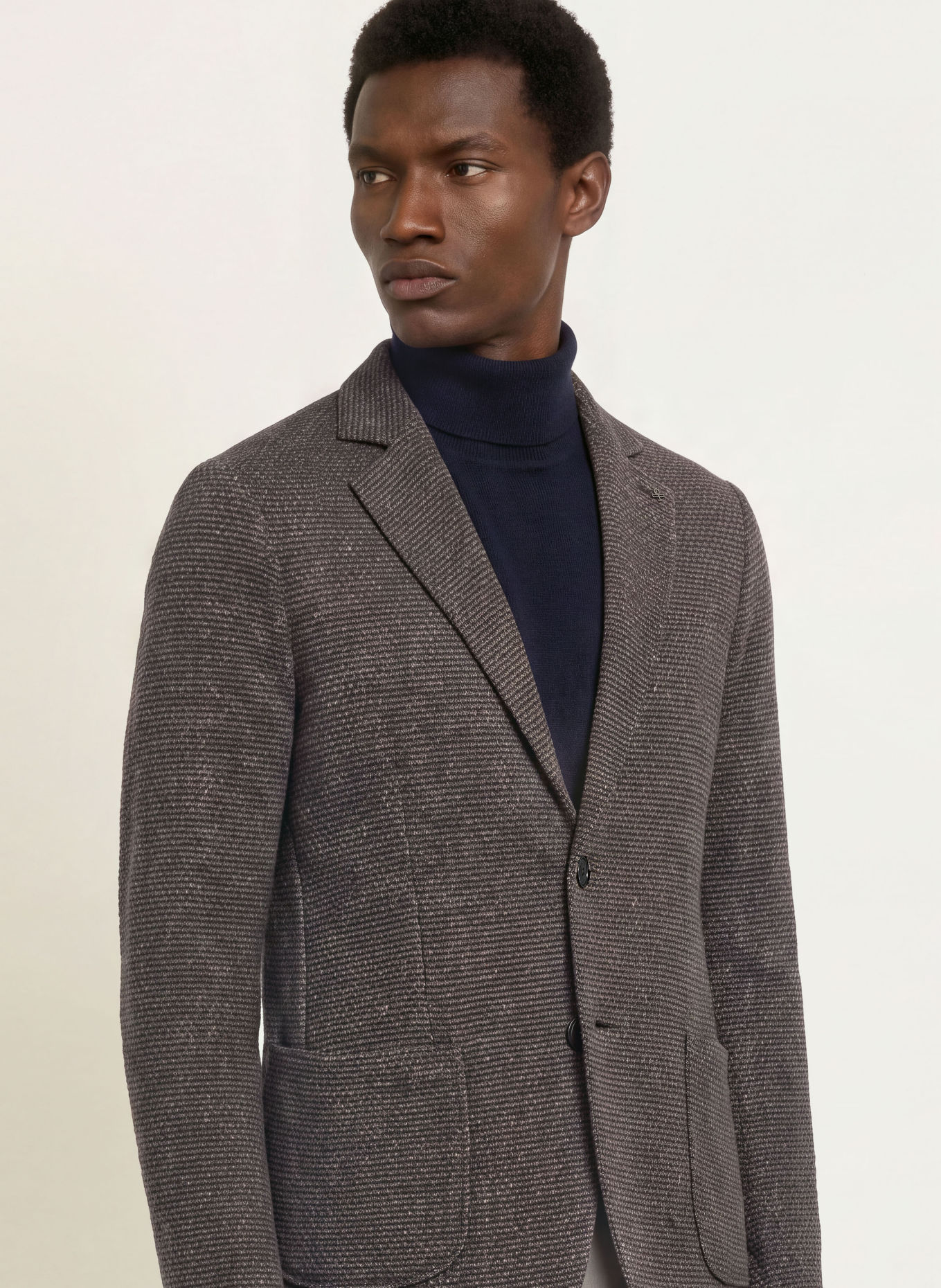 DISTRETTO 12 Marynarka z jerseyu o kroju Extra Slim Fit: SZAROBRĄZOWY / GRANATOWY