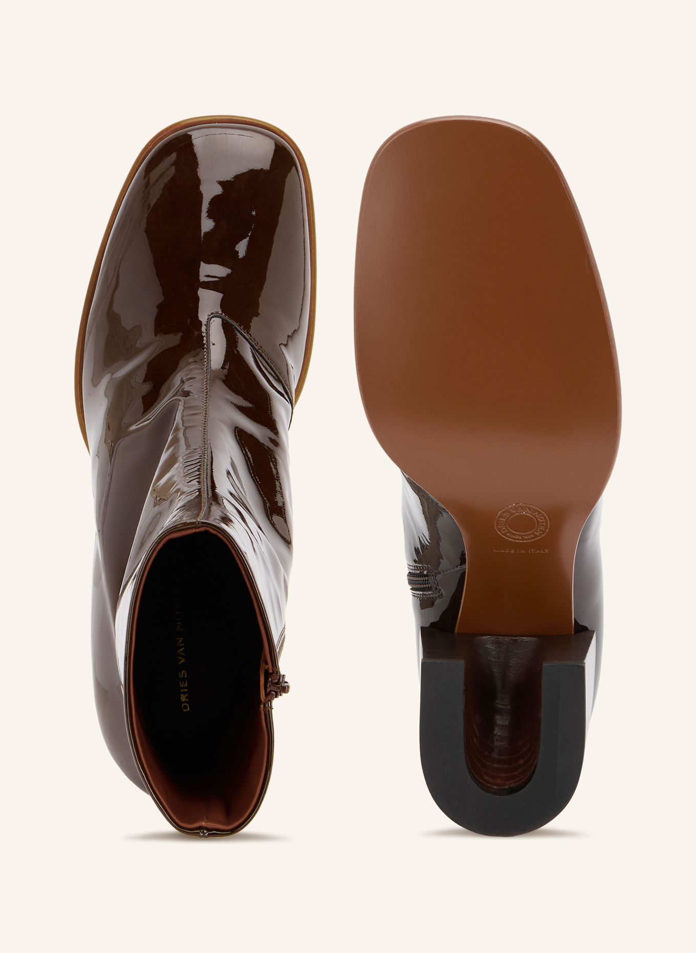 DRIES VAN NOTEN Lackstiefeletten: DUNKELBRAUN