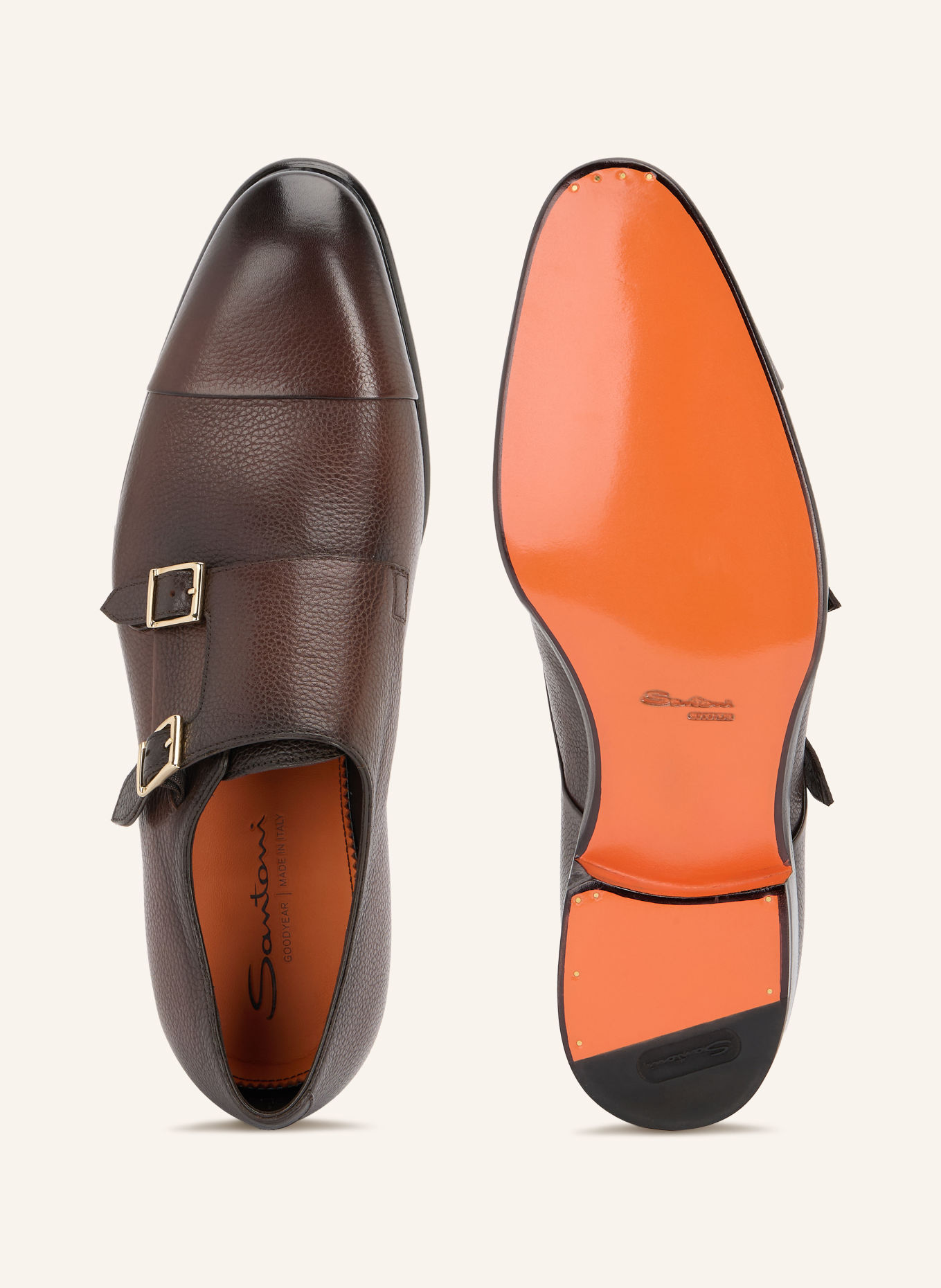 Santoni Double-Monks: TMAVĚ HNĚDÁ