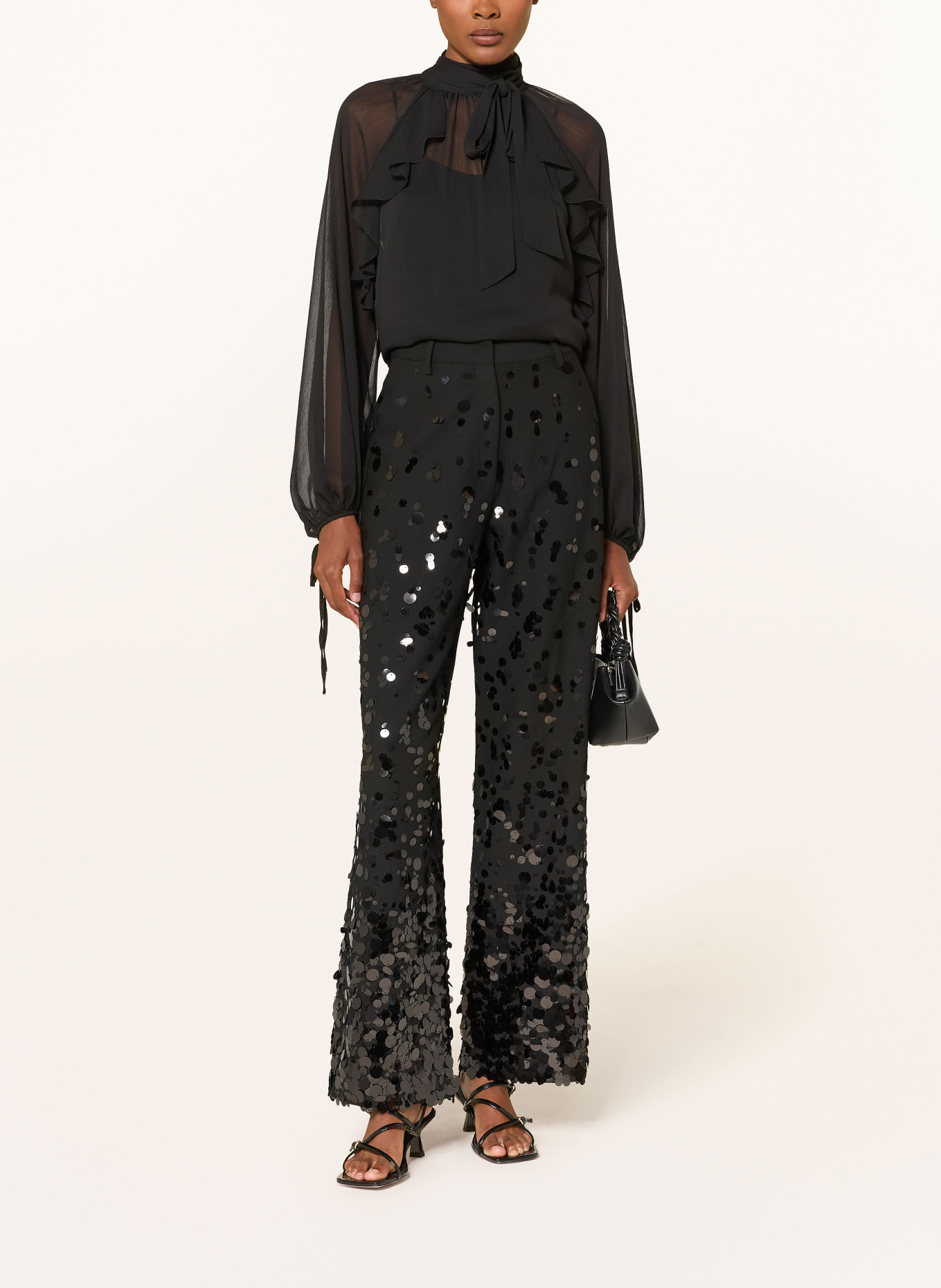 MRS & HUGS Pantalon palazzo à paillettes: NOIR