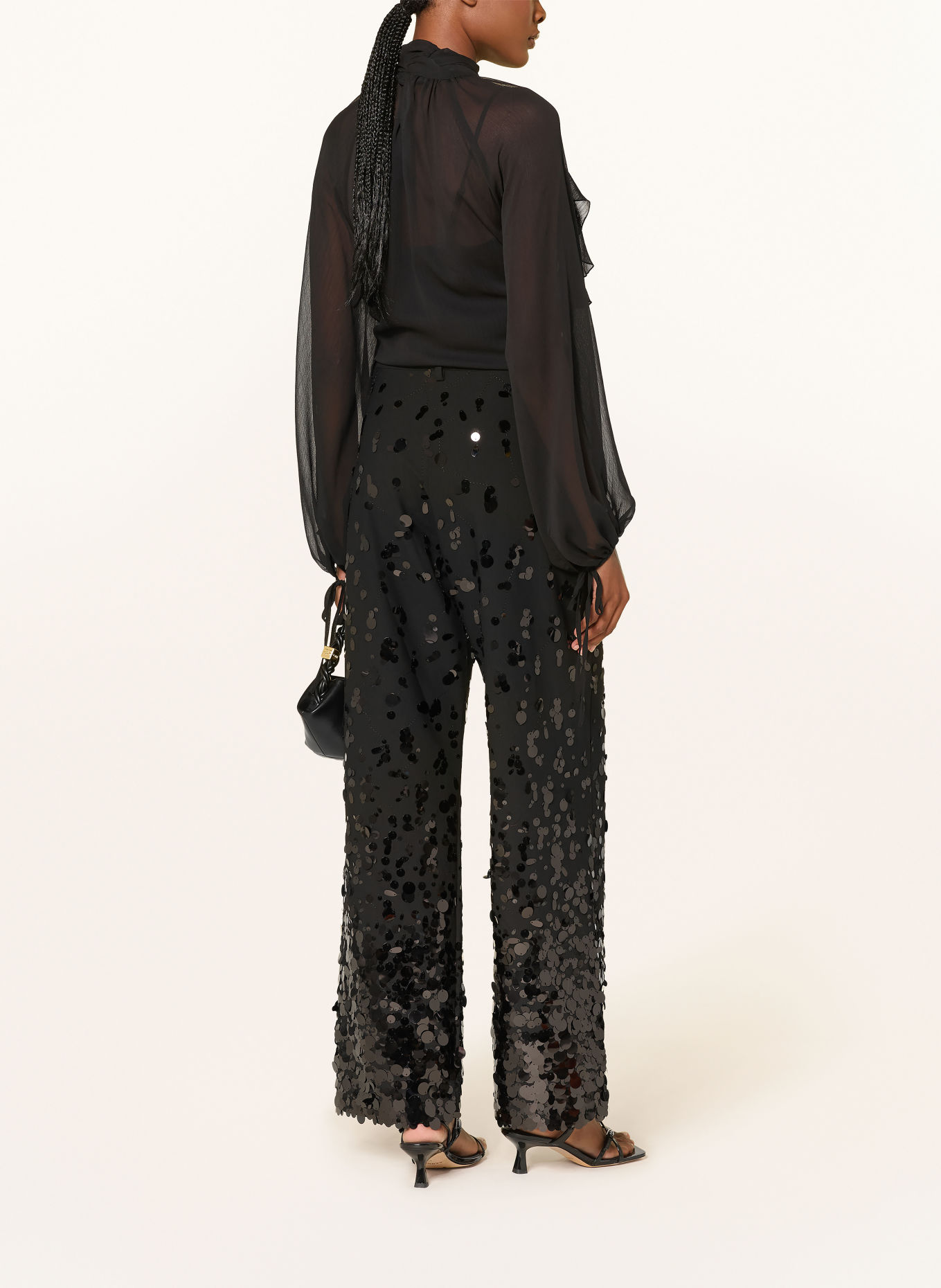 MRS & HUGS Pantalon palazzo à paillettes: NOIR