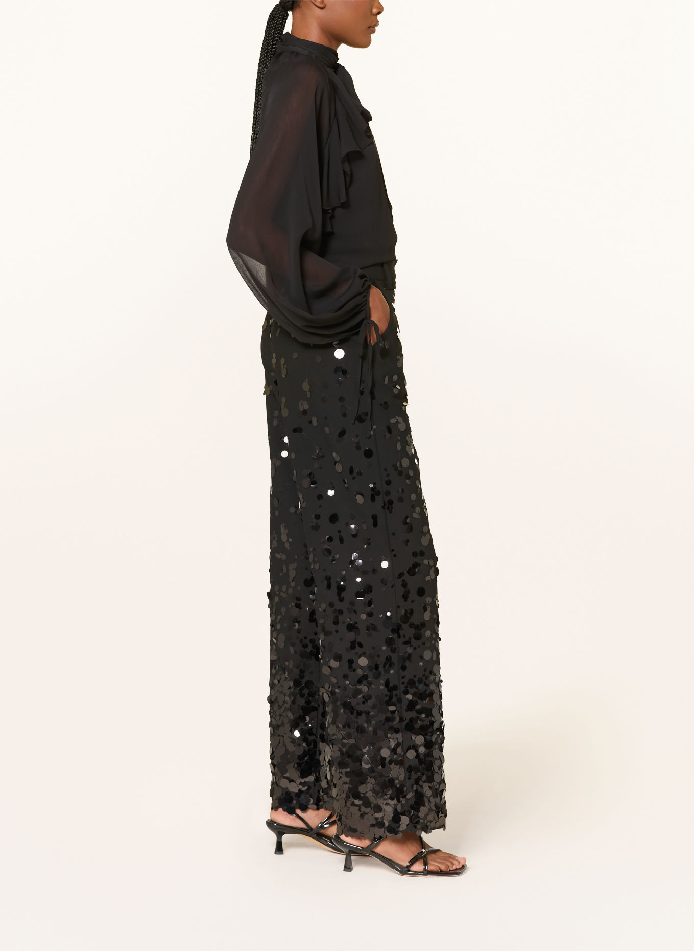 MRS & HUGS Pantalon palazzo à paillettes: NOIR