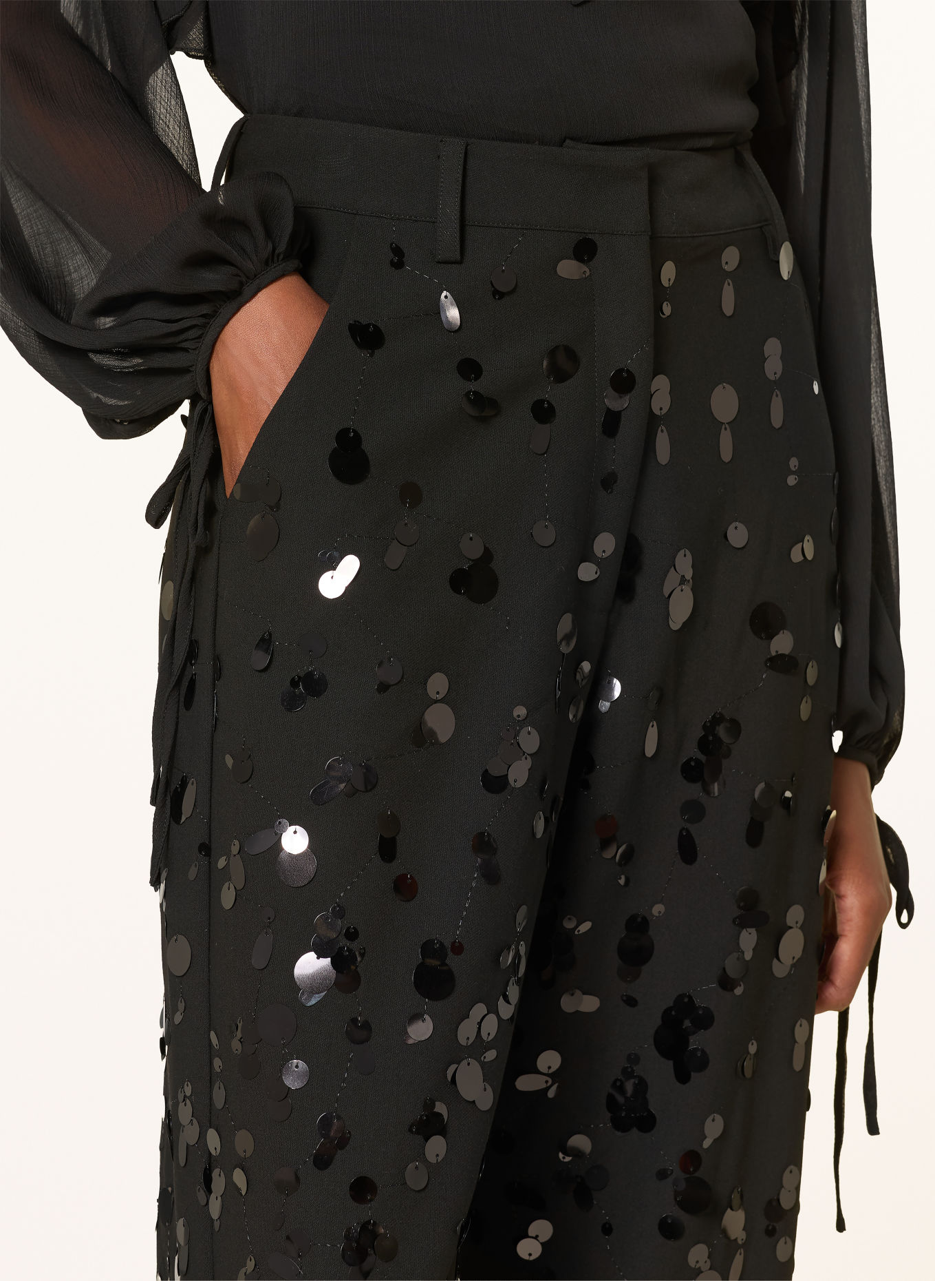 MRS & HUGS Pantalon palazzo à paillettes: NOIR