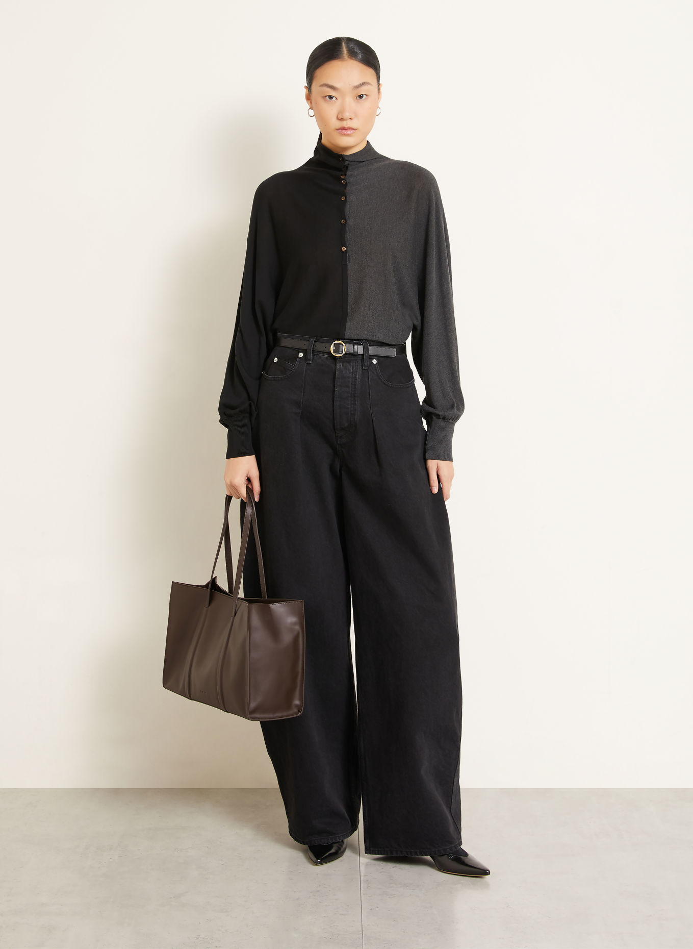 AESTHER EKME MARKET MEDIUM Shoppers Tote Bag: DARK BROWN