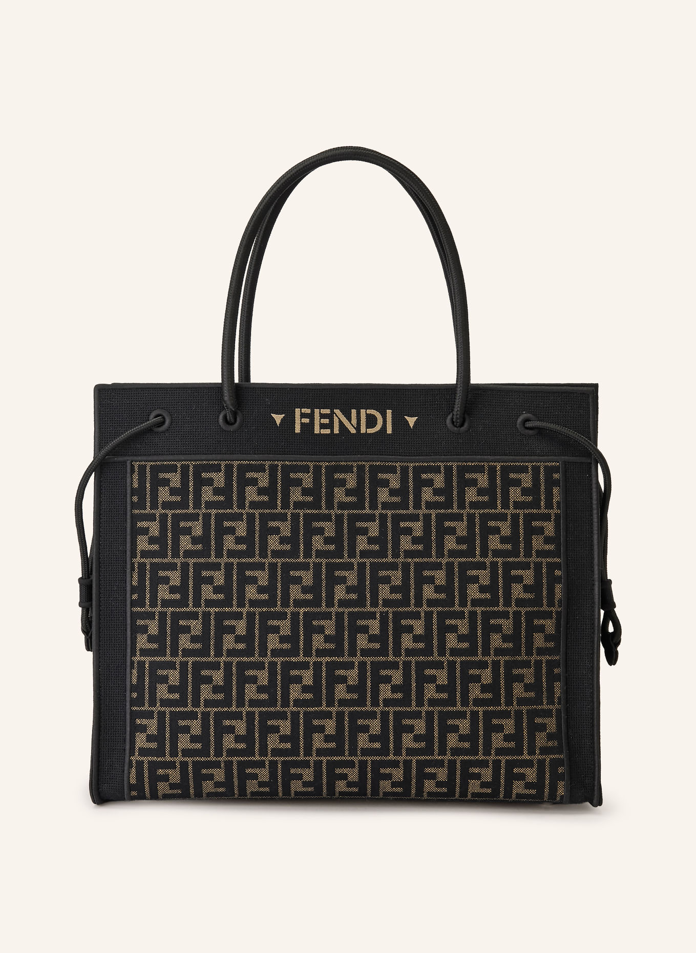 FENDI Sac cabas: BEIGE / NOIR