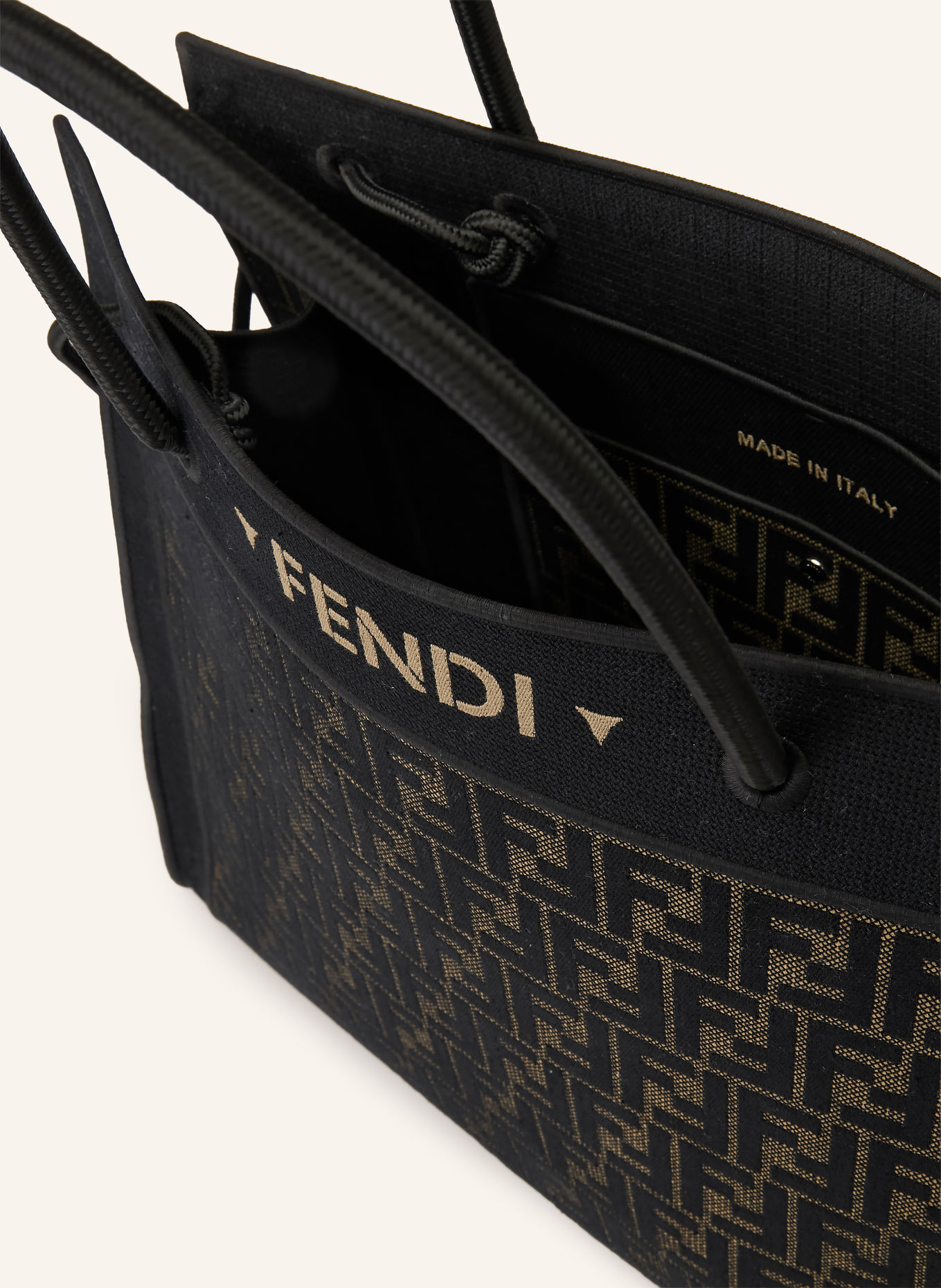 FENDI Sac cabas: BEIGE / NOIR