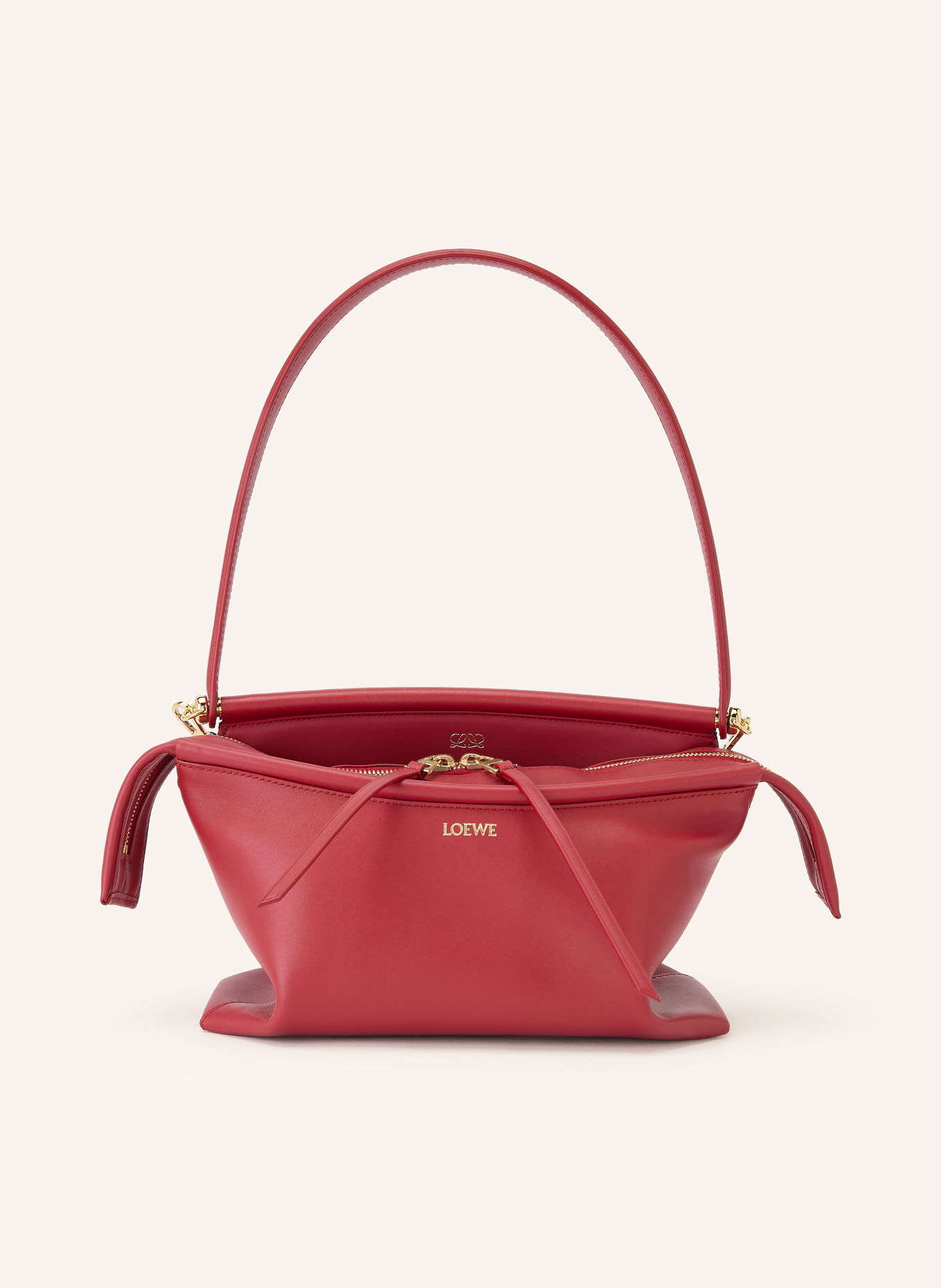 LOEWE Sac épaule WHISKER SMALL: ROUGE / OR