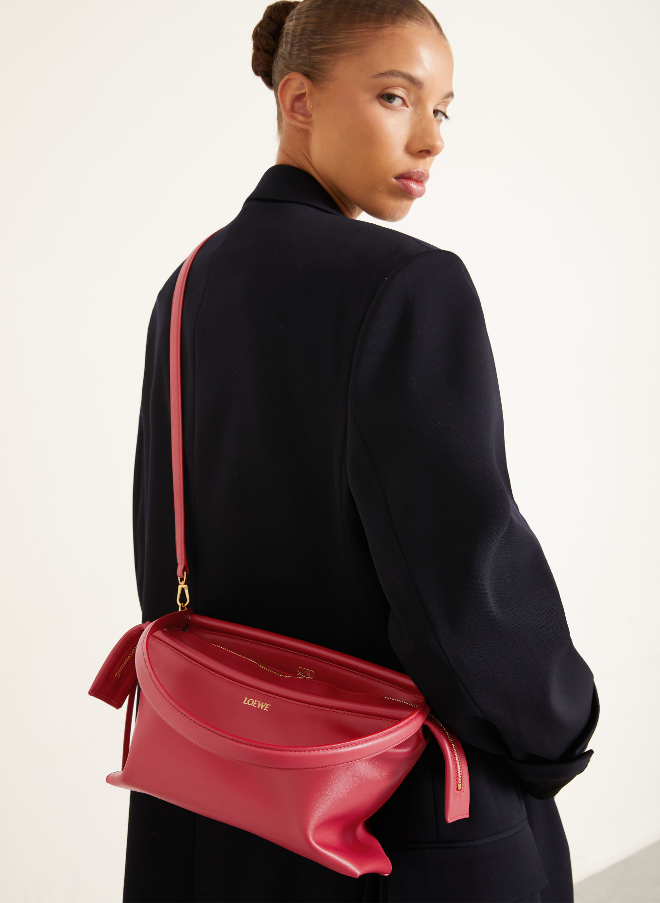 LOEWE Sac épaule WHISKER SMALL: ROUGE / OR