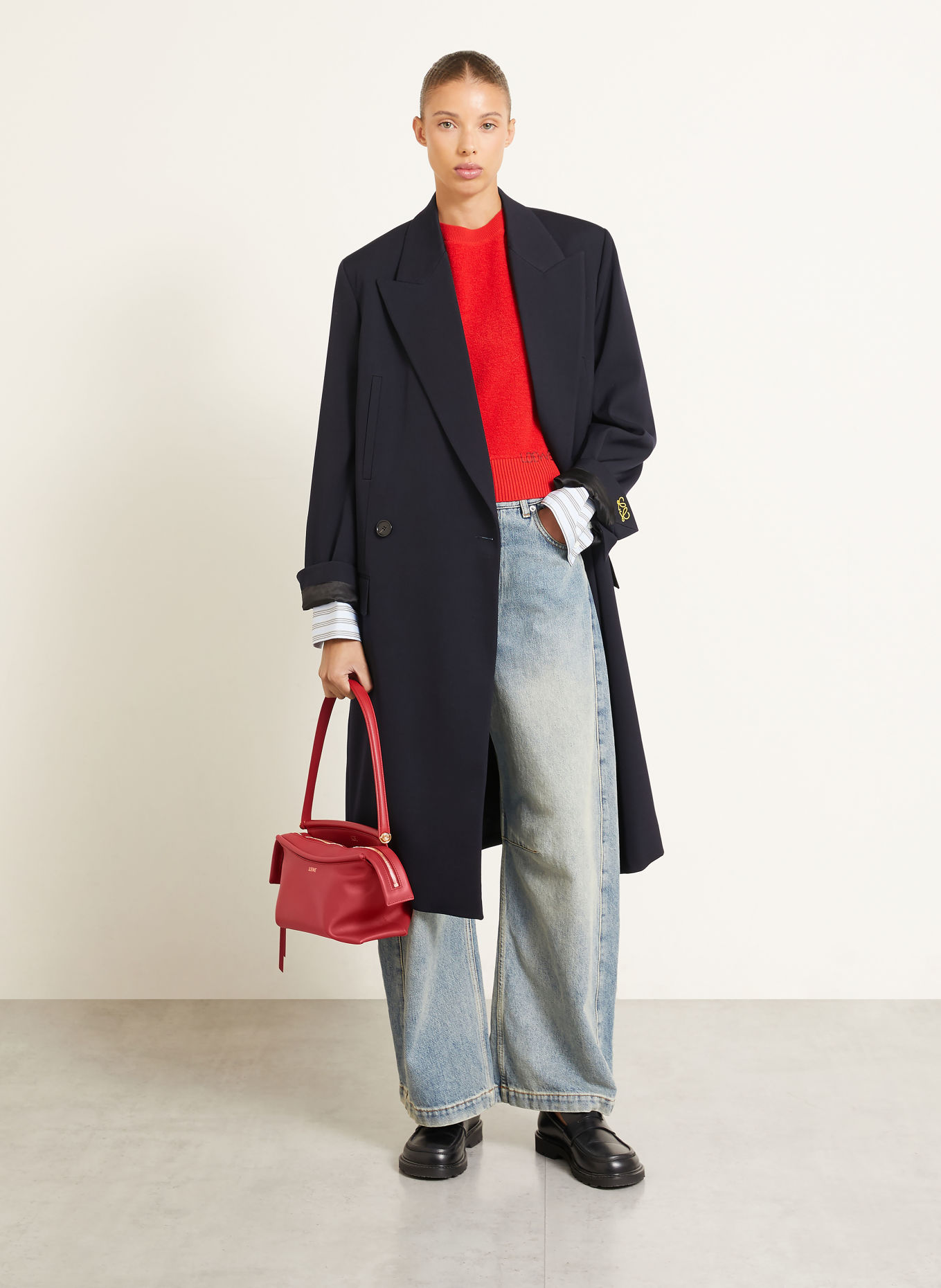 LOEWE Sac épaule WHISKER SMALL: ROUGE / OR