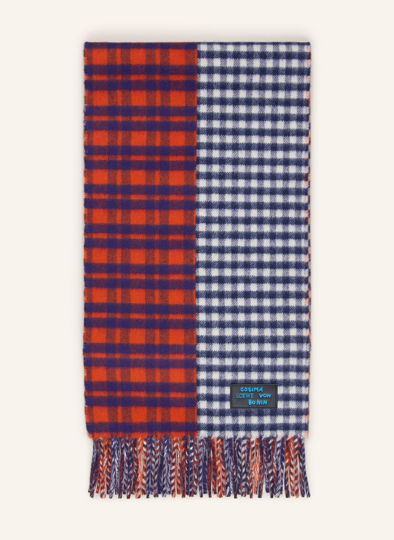 LOEWE Schal: ROT / CREME / LILA