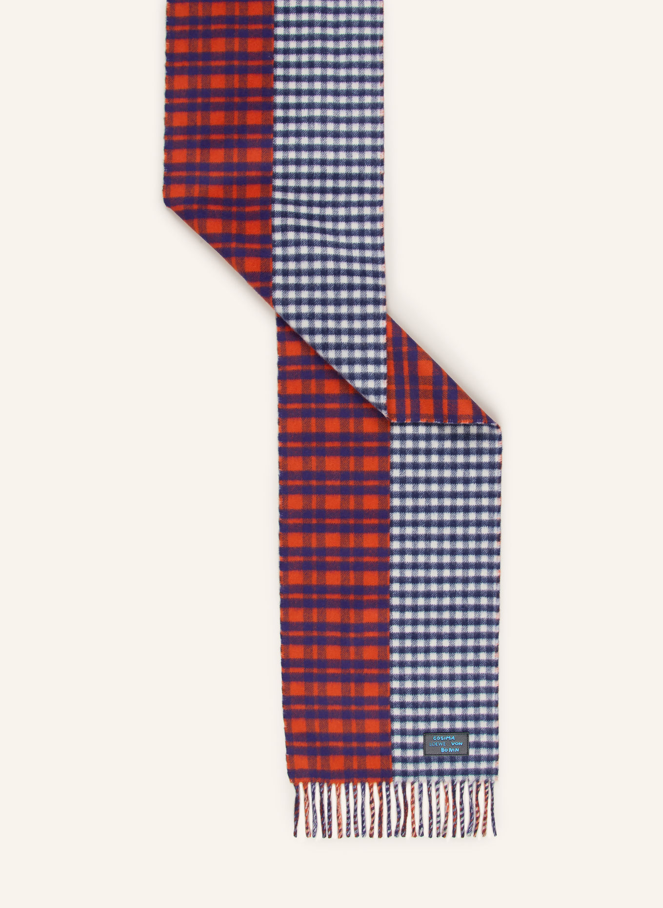 LOEWE Schal: ROT / CREME / LILA