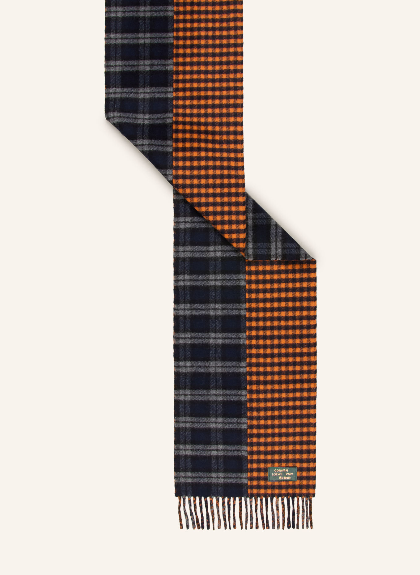 LOEWE Schal: DUNKELBLAU / GRAU / ORANGE