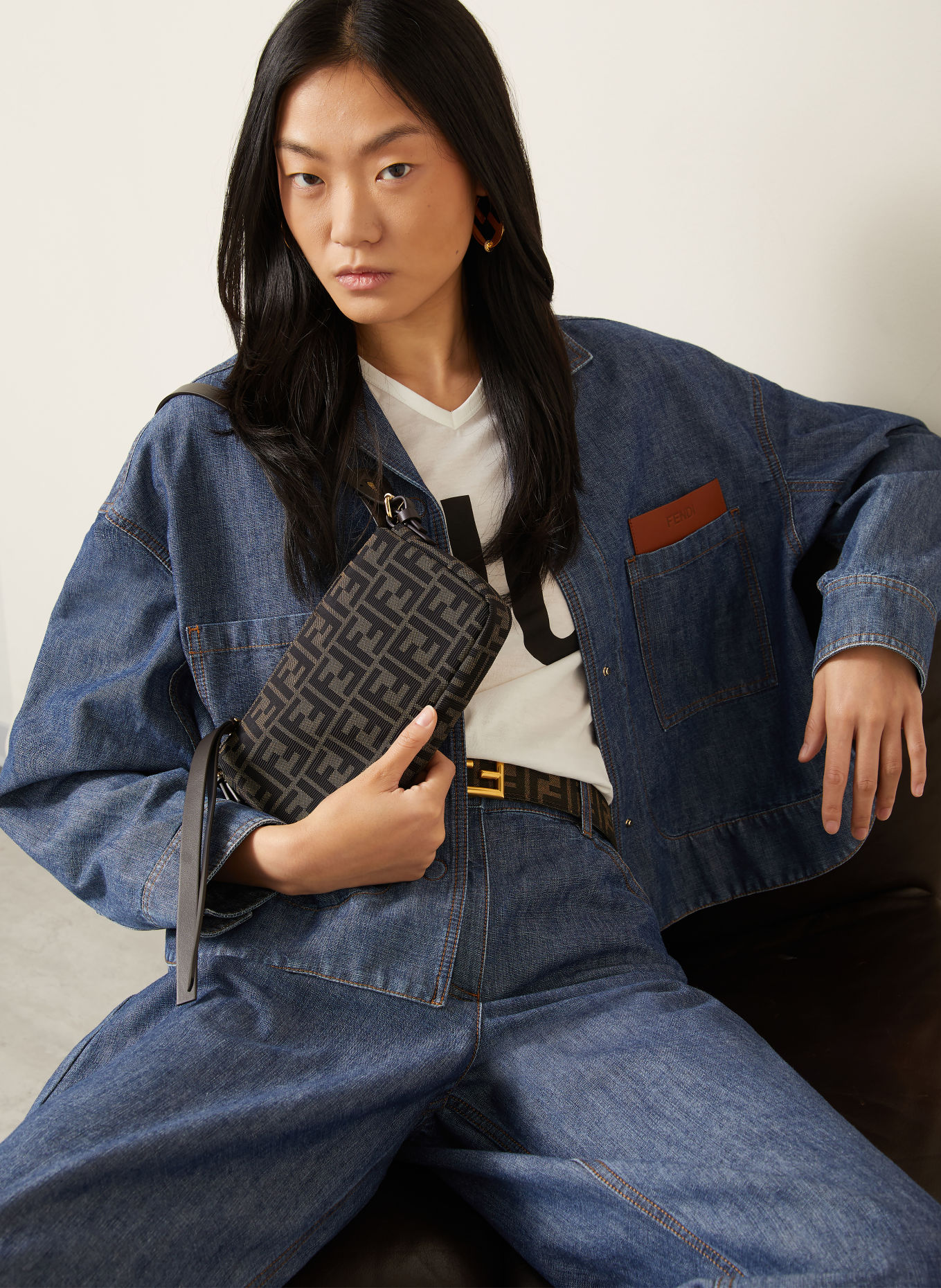 FENDI Handtas SMALL: BRUIN / ZWART