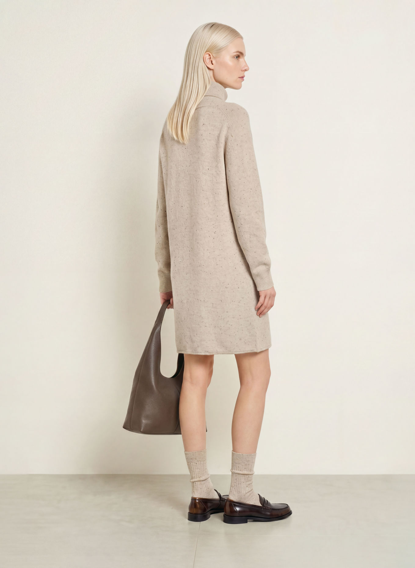 Marc O'Polo Strickkleid: CREME / BRAUN