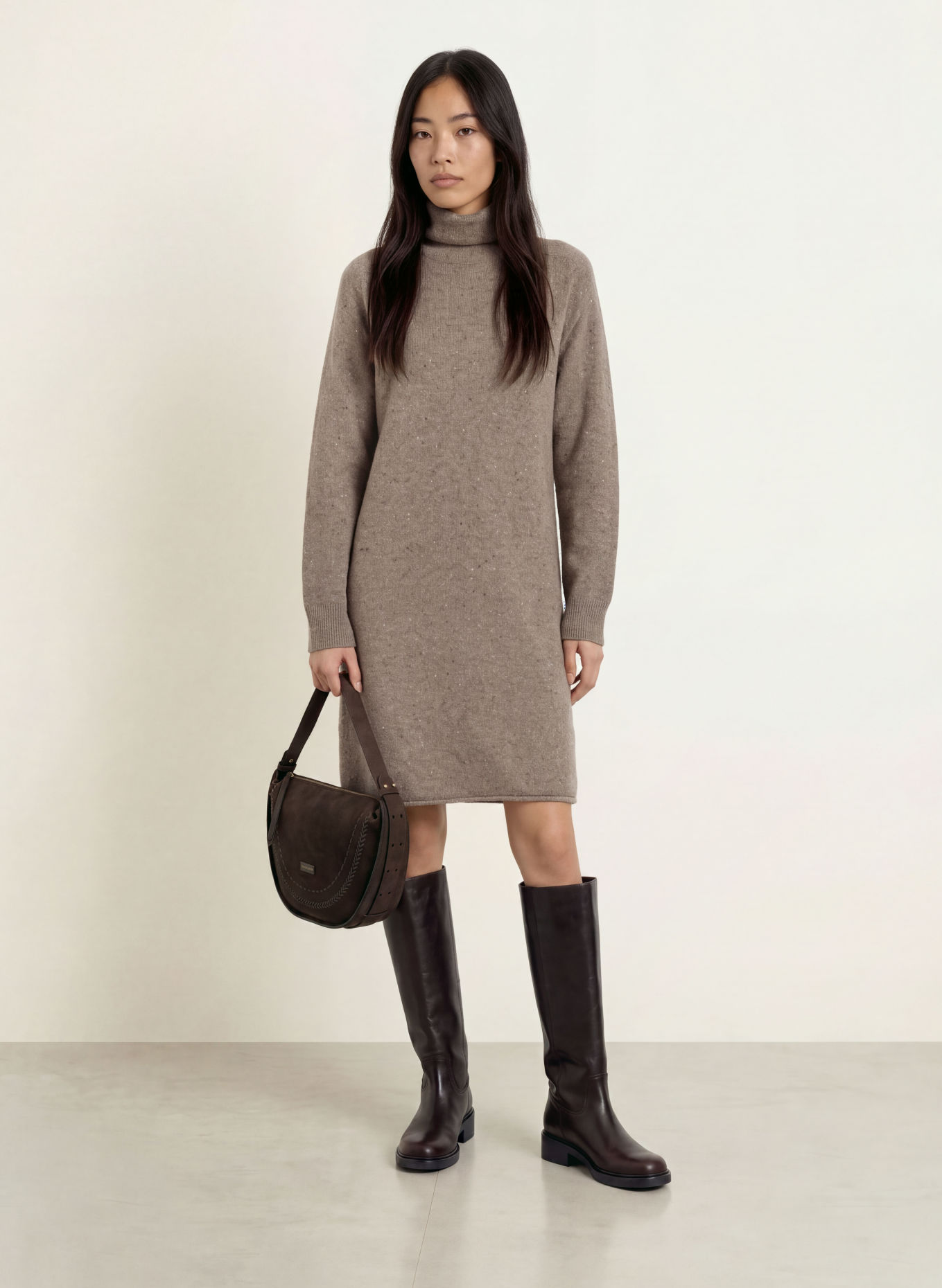 Marc O'Polo Knit dress: TAUPE / CREAM