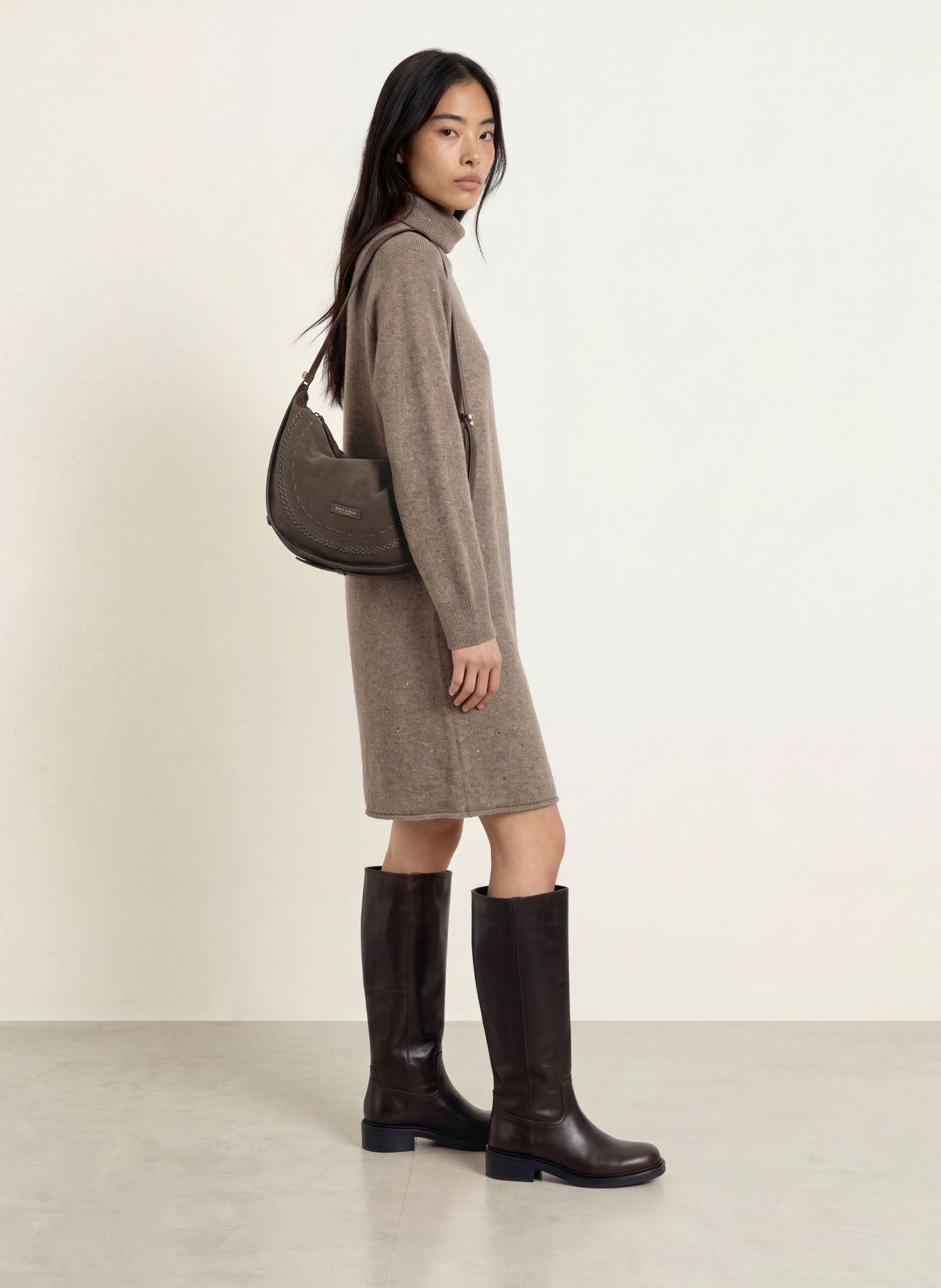 Marc O'Polo Knit dress: TAUPE / CREAM