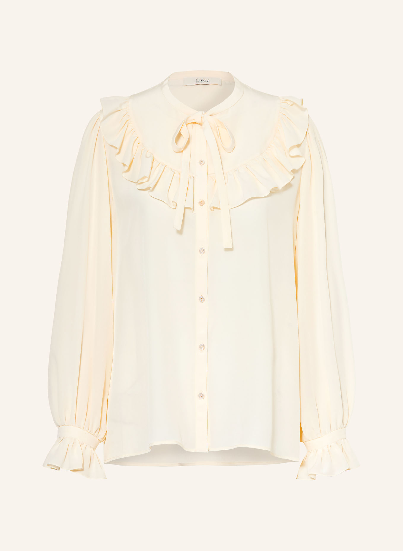 Chloé Seidenbluse mit Rüschen: CREME