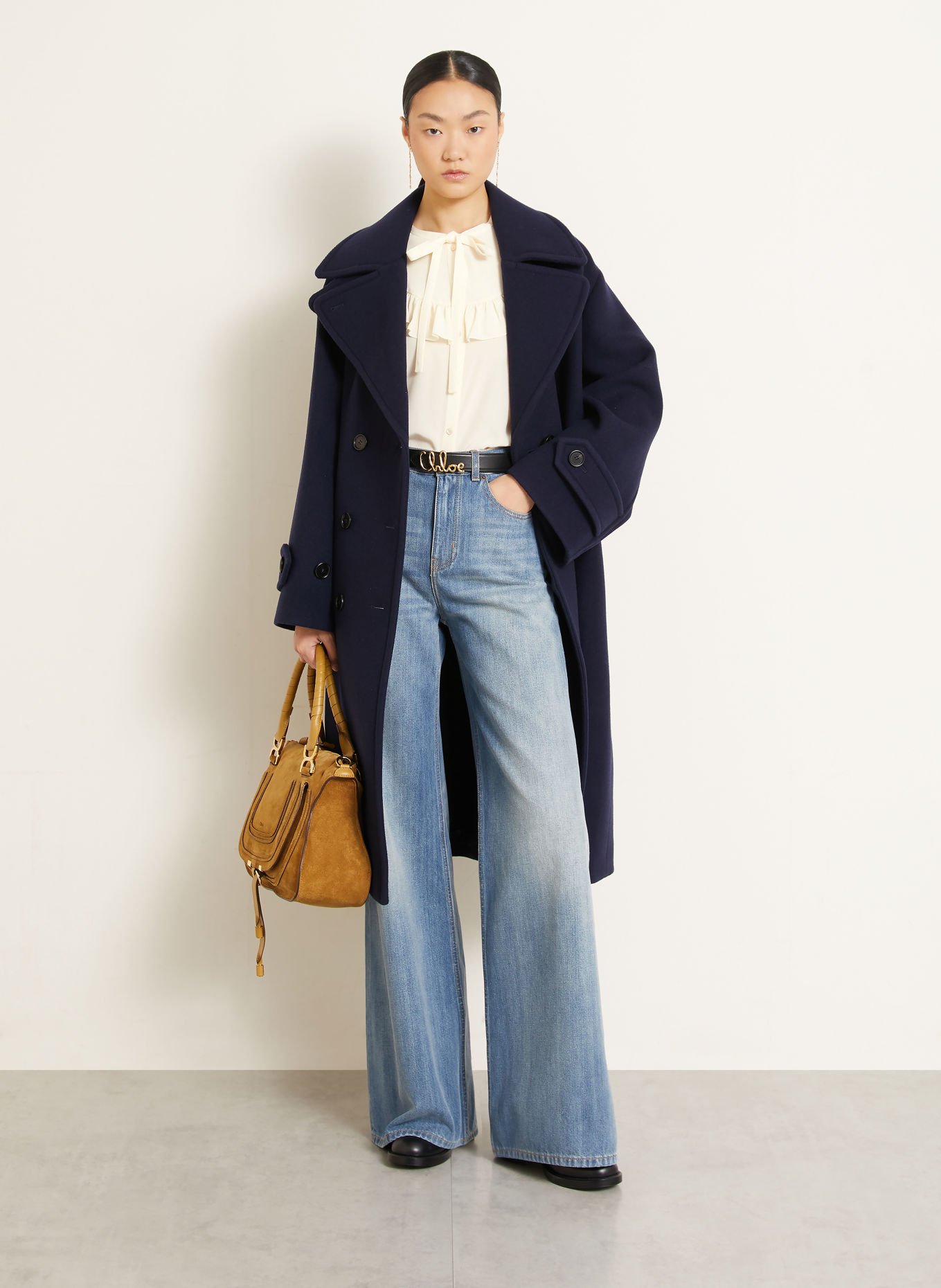 Chloé Seidenbluse mit Rüschen: CREME