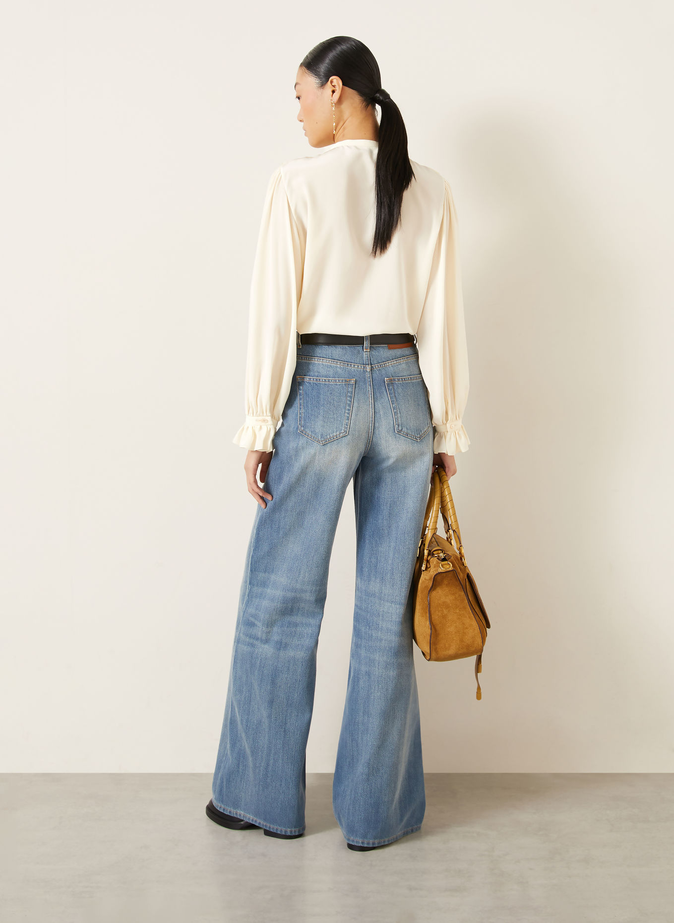 Chloé Seidenbluse mit Rüschen: CREME