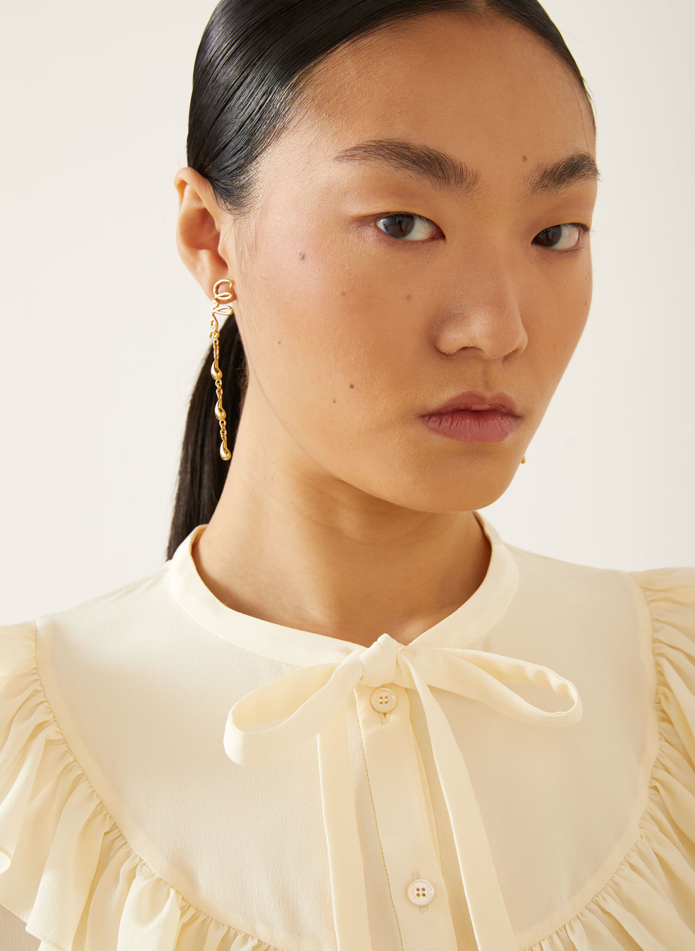 Chloé Seidenbluse mit Rüschen: CREME