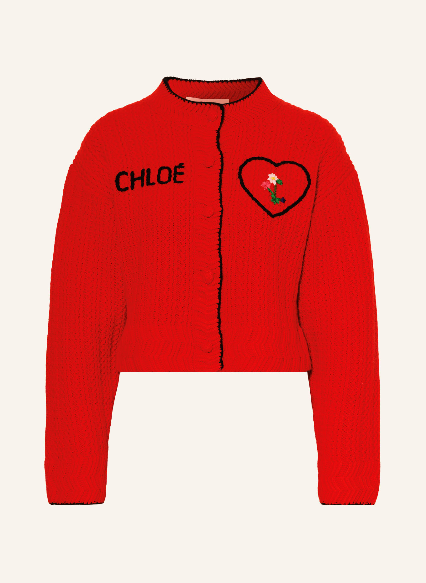 Chloé Strickjacke mit Cashmere: ROT / SCHWARZ