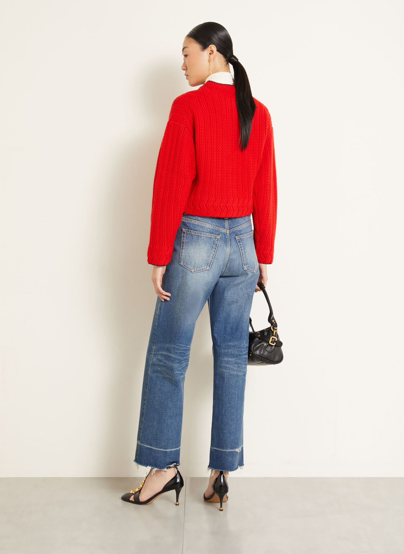 Chloé Strickjacke mit Cashmere: ROT / SCHWARZ