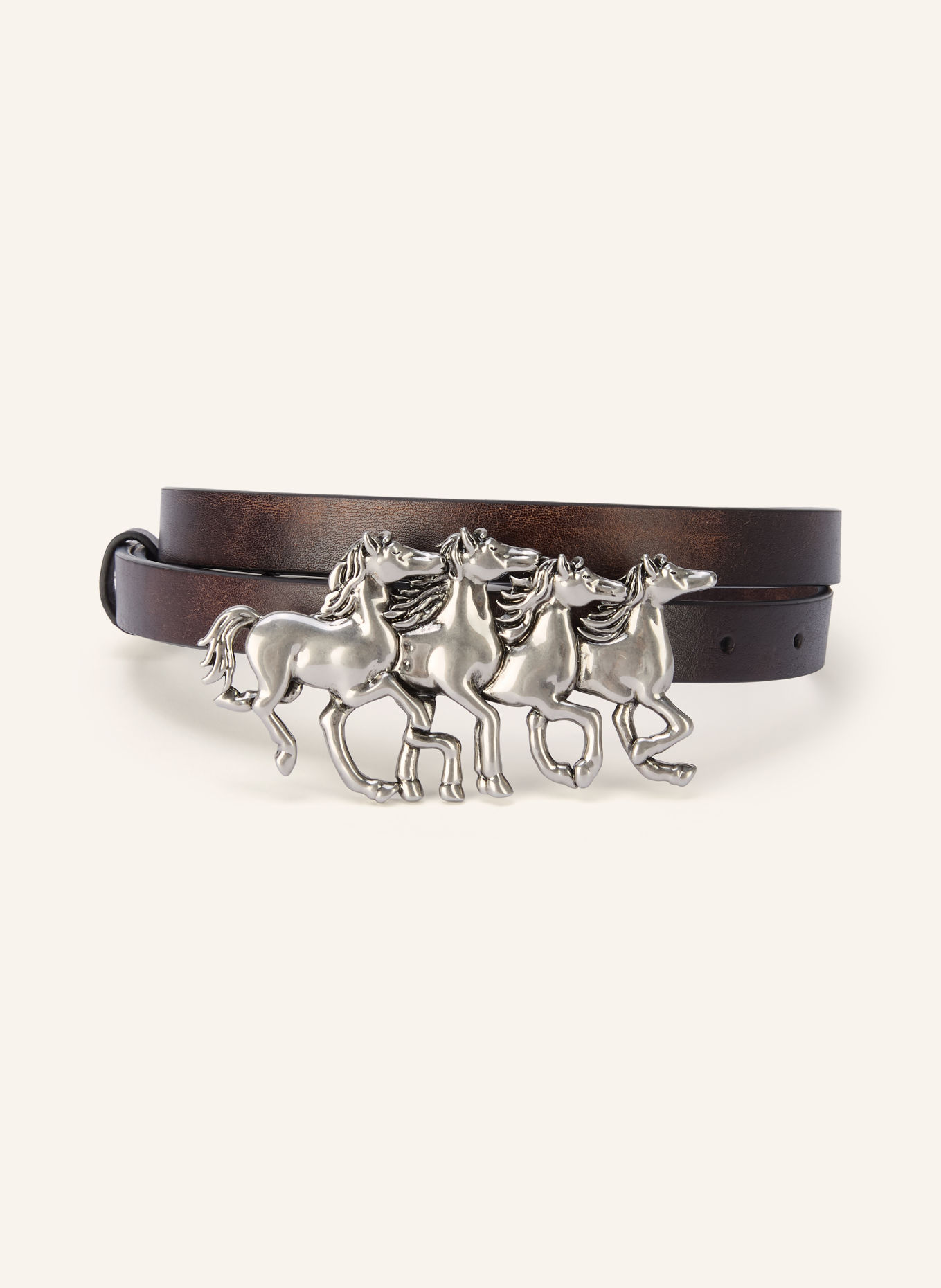Chloé Ceinture en cuir RUNNING HORSES: NOIR / ARGENT
