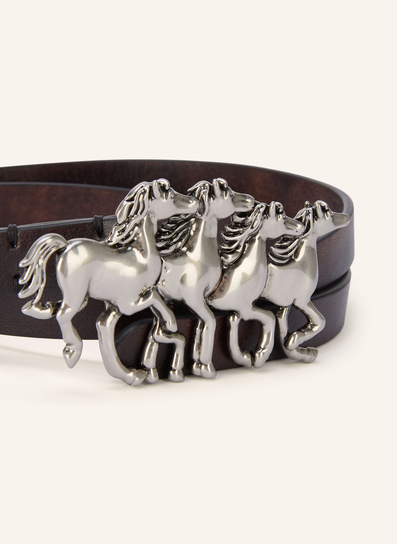 Chloé Ceinture en cuir RUNNING HORSES: NOIR / ARGENT
