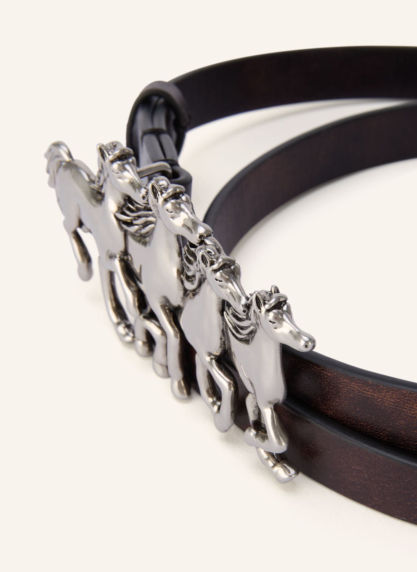 Chloé Ceinture en cuir RUNNING HORSES: NOIR / ARGENT