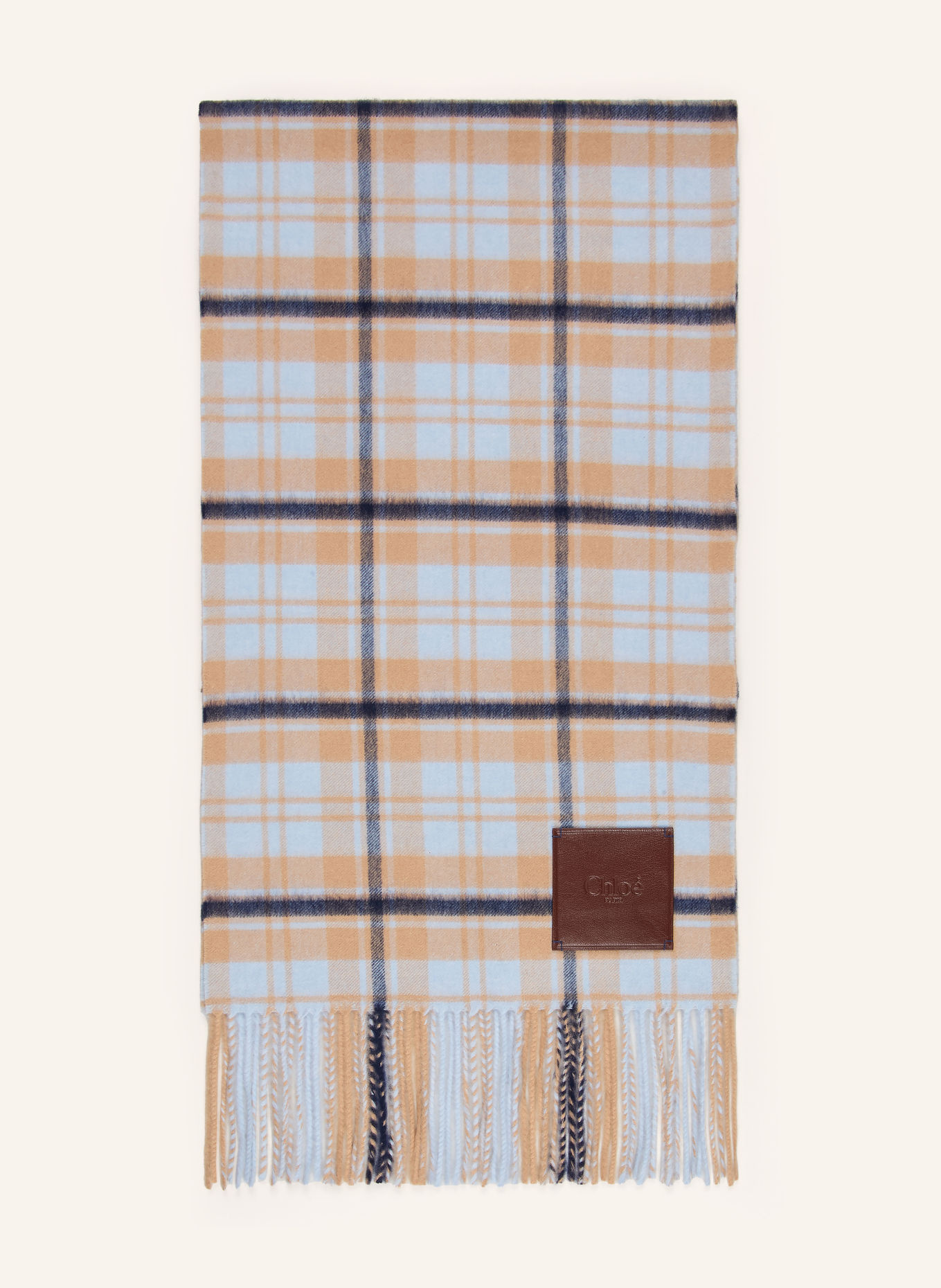 Chloé Écharpe en cachemire HIGHLANDING: BLEU CLAIR / BEIGE / BLEU FONCÉ