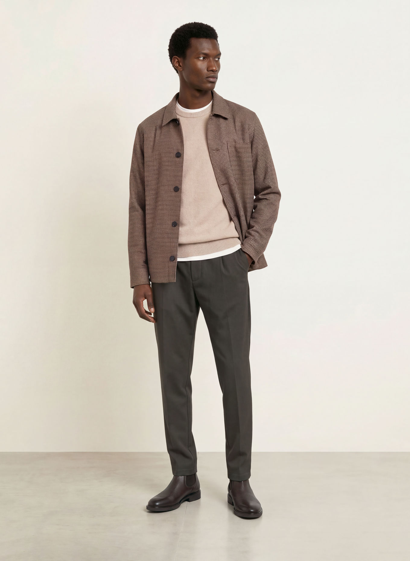 CRUNA CARDIFF-overshirt van flanel: BRUIN