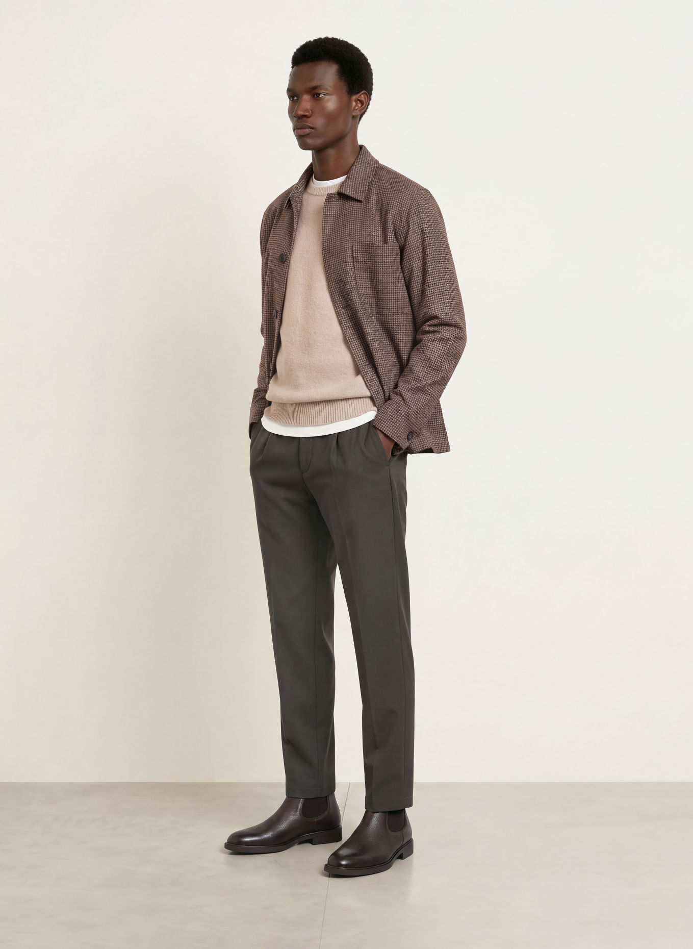 CRUNA CARDIFF-overshirt van flanel: BRUIN