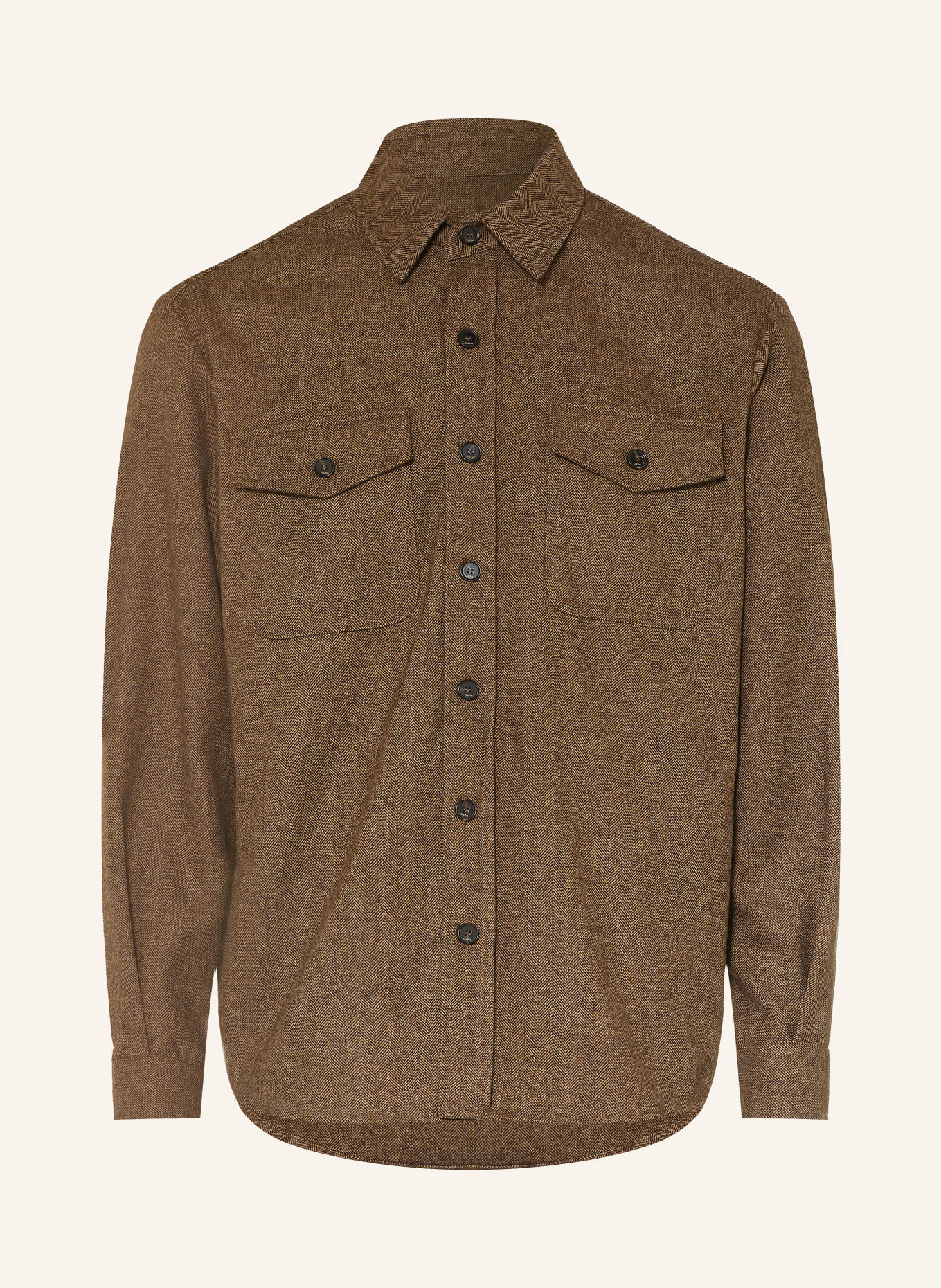 CRUNA Overshirt: BROWN / CREAM