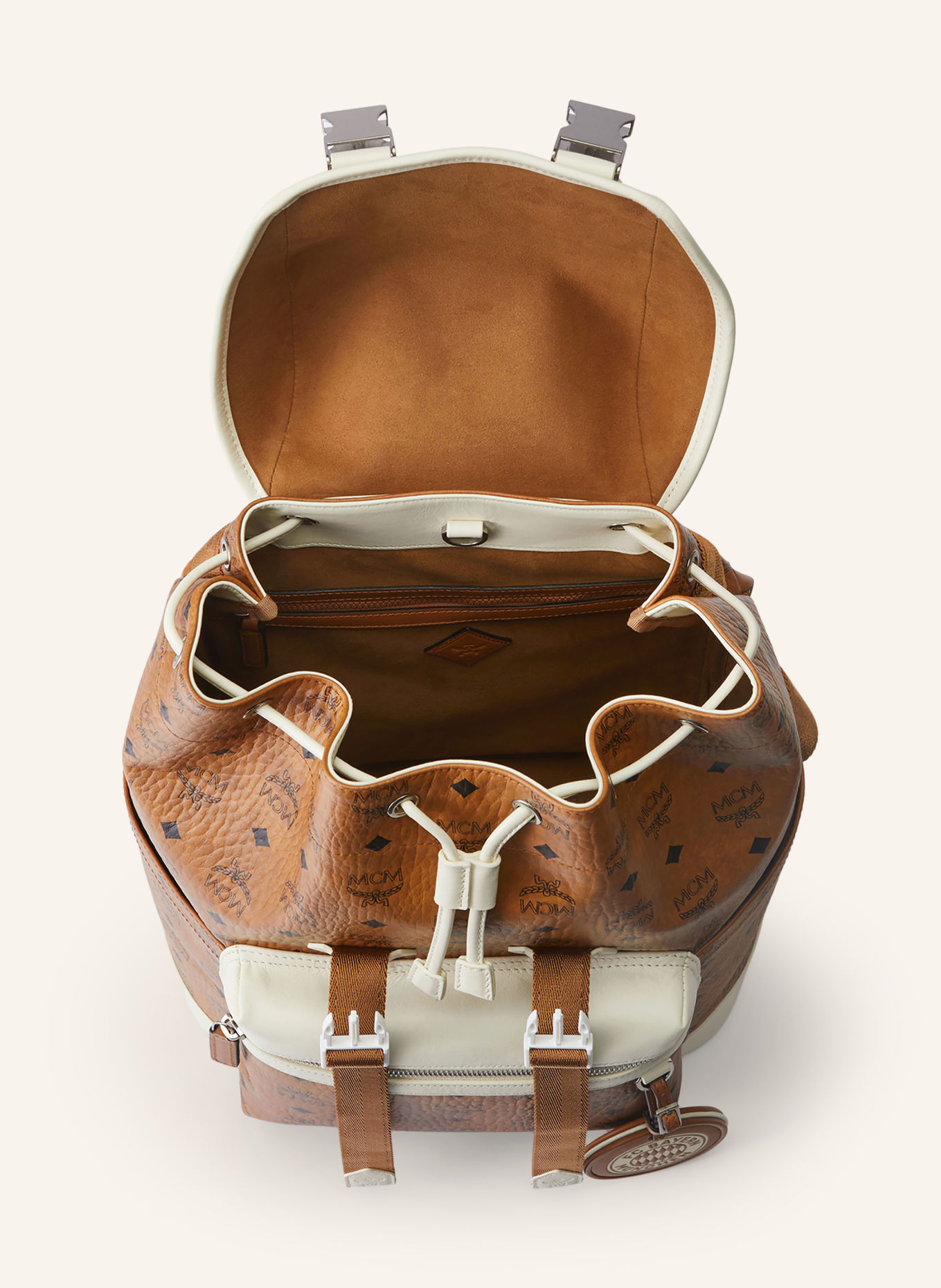 MCM ADIDAS X BAYERN X MCM BRANDENBURG Backpack: COGNAC / WHITE