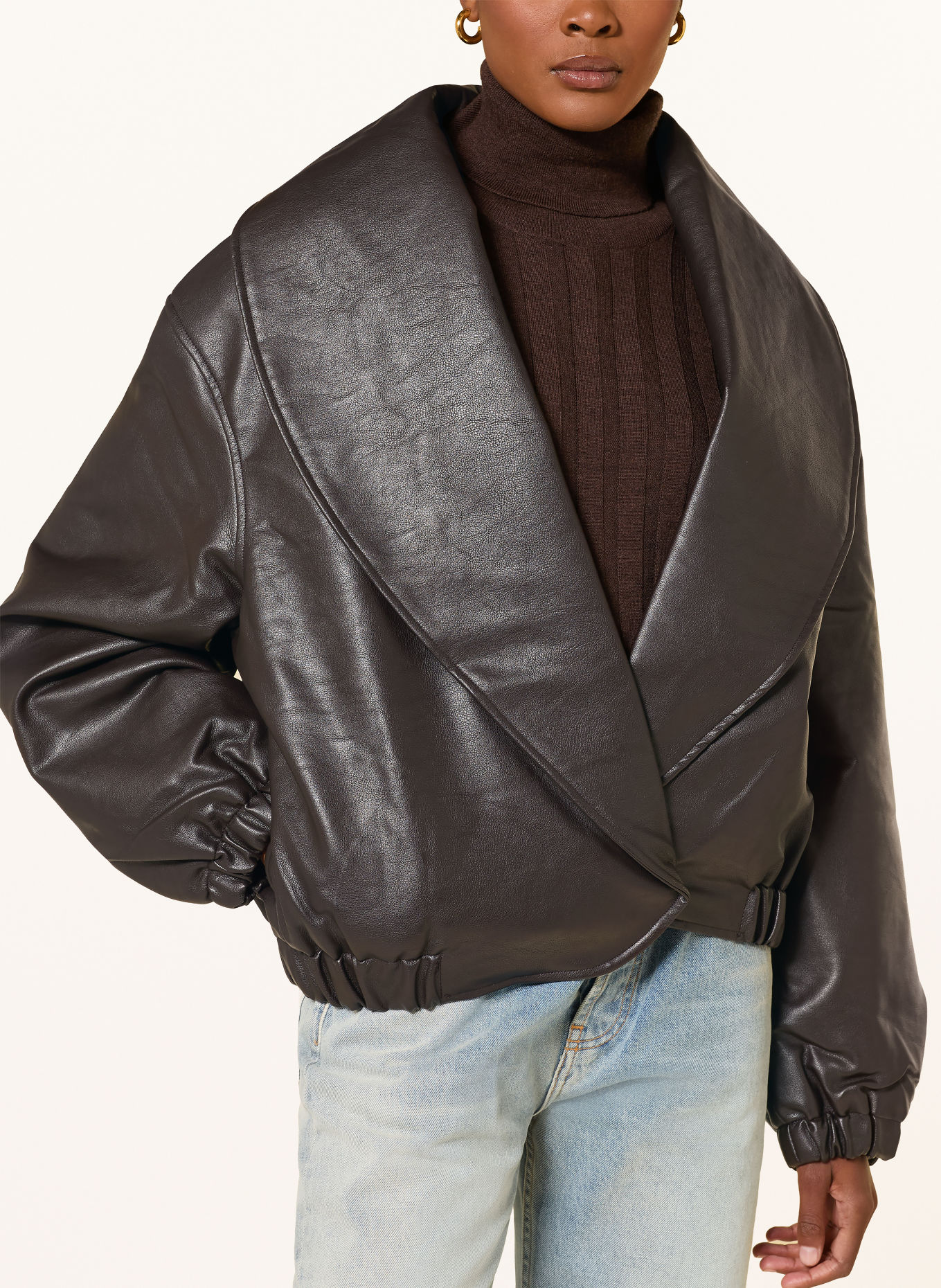 Source Unknown Jacke in Lederoptik: DUNKELBRAUN