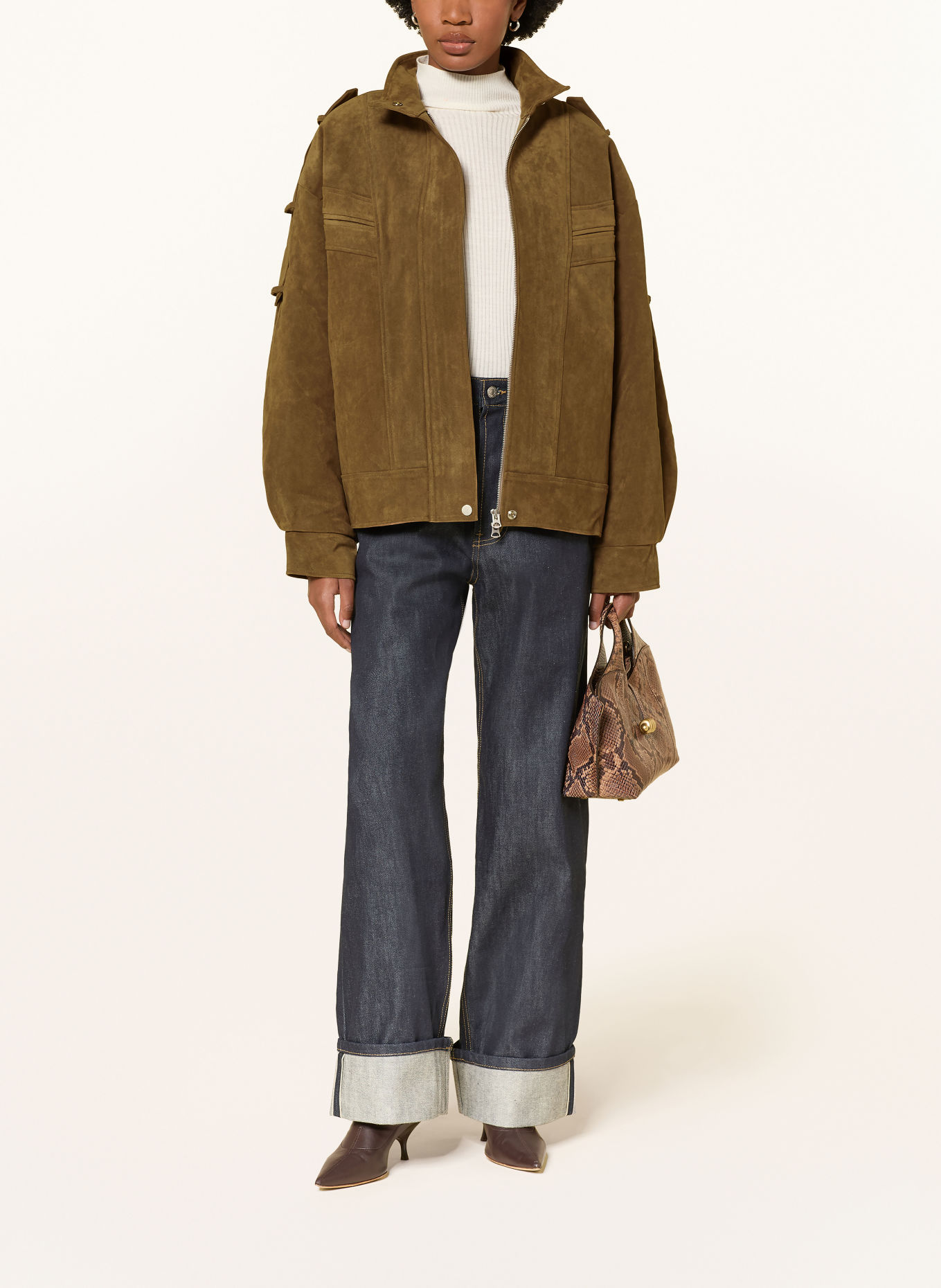 Source Unknown TOVA-jakke i læderlook: KHAKI