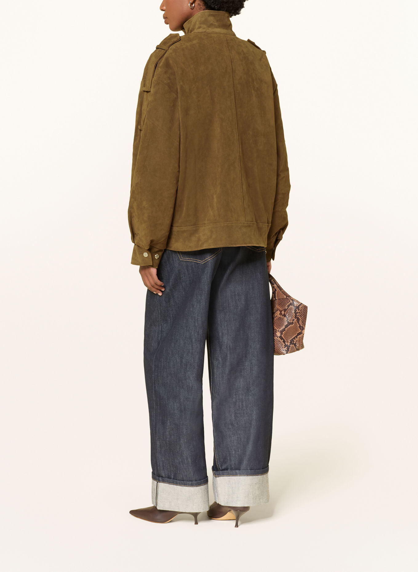 Source Unknown TOVA-jakke i læderlook: KHAKI