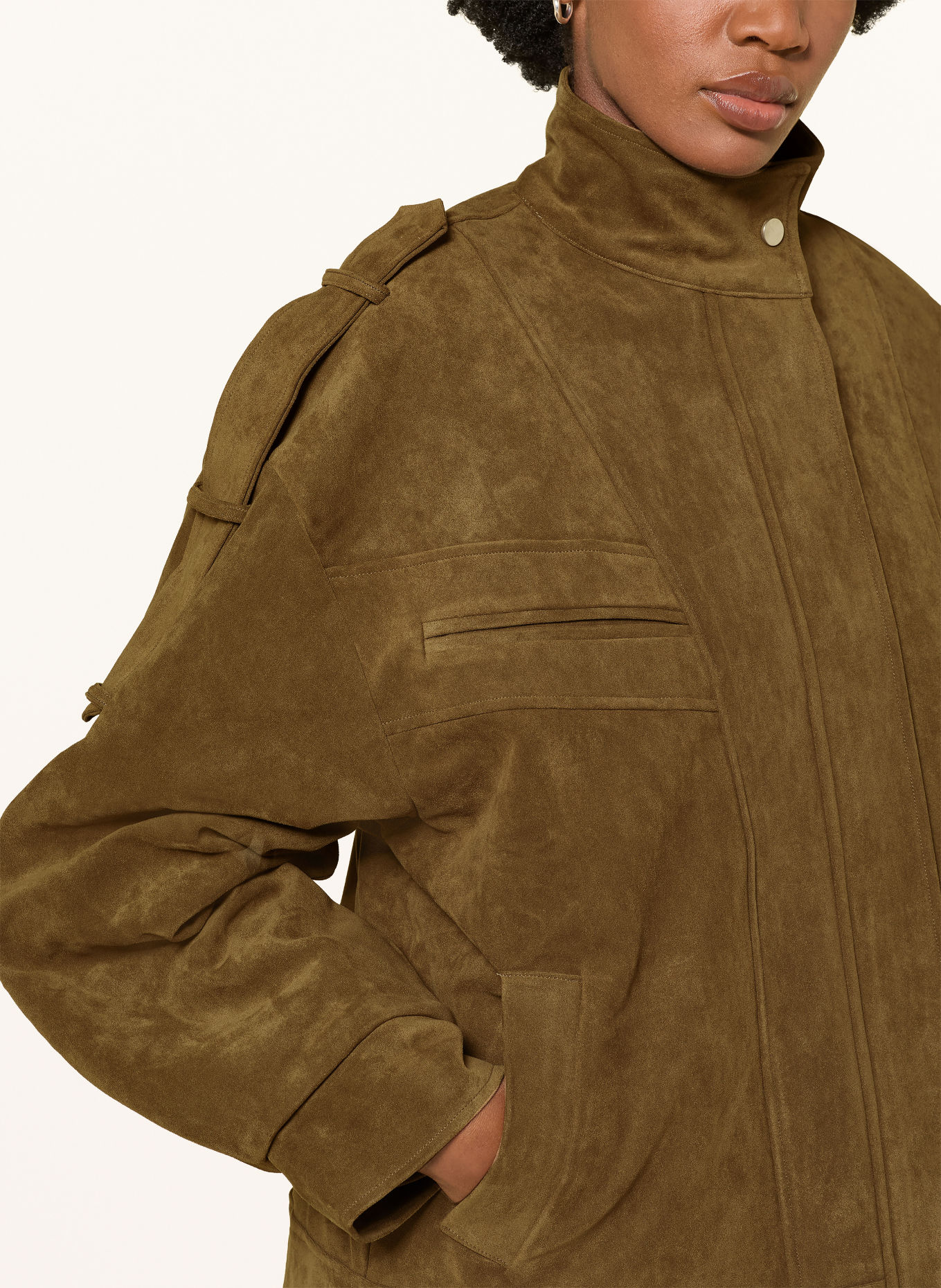 Source Unknown TOVA-jakke i læderlook: KHAKI