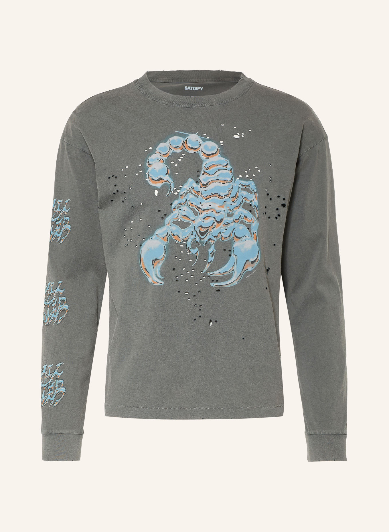SATISFY MOTHTECH Long-sleeve shirt: GRAY / LIGHT ORANGE / LIGHT BLUE
