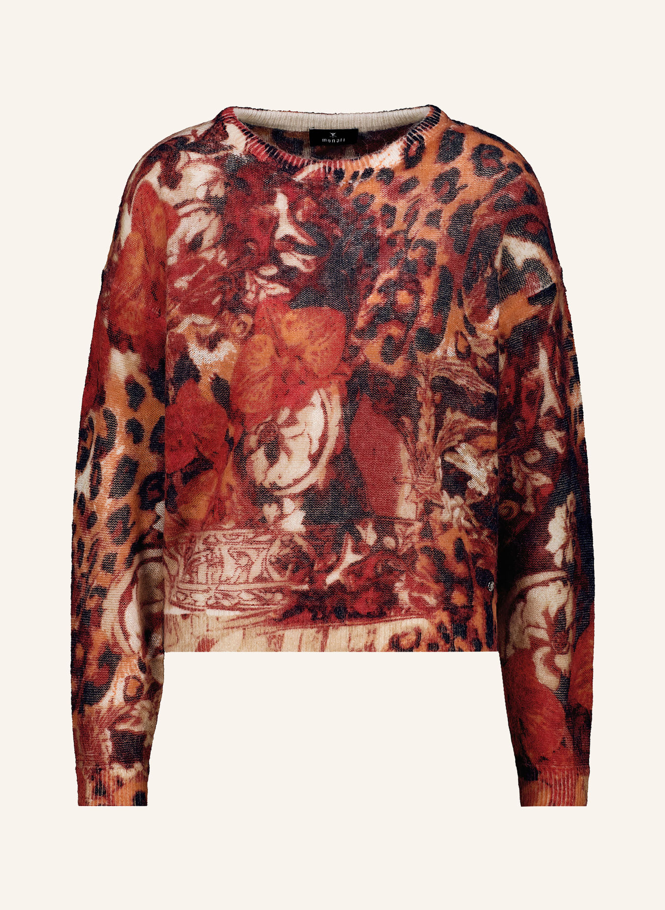 monari Sequin Sweater: DARK RED / ORANGE / BLACK