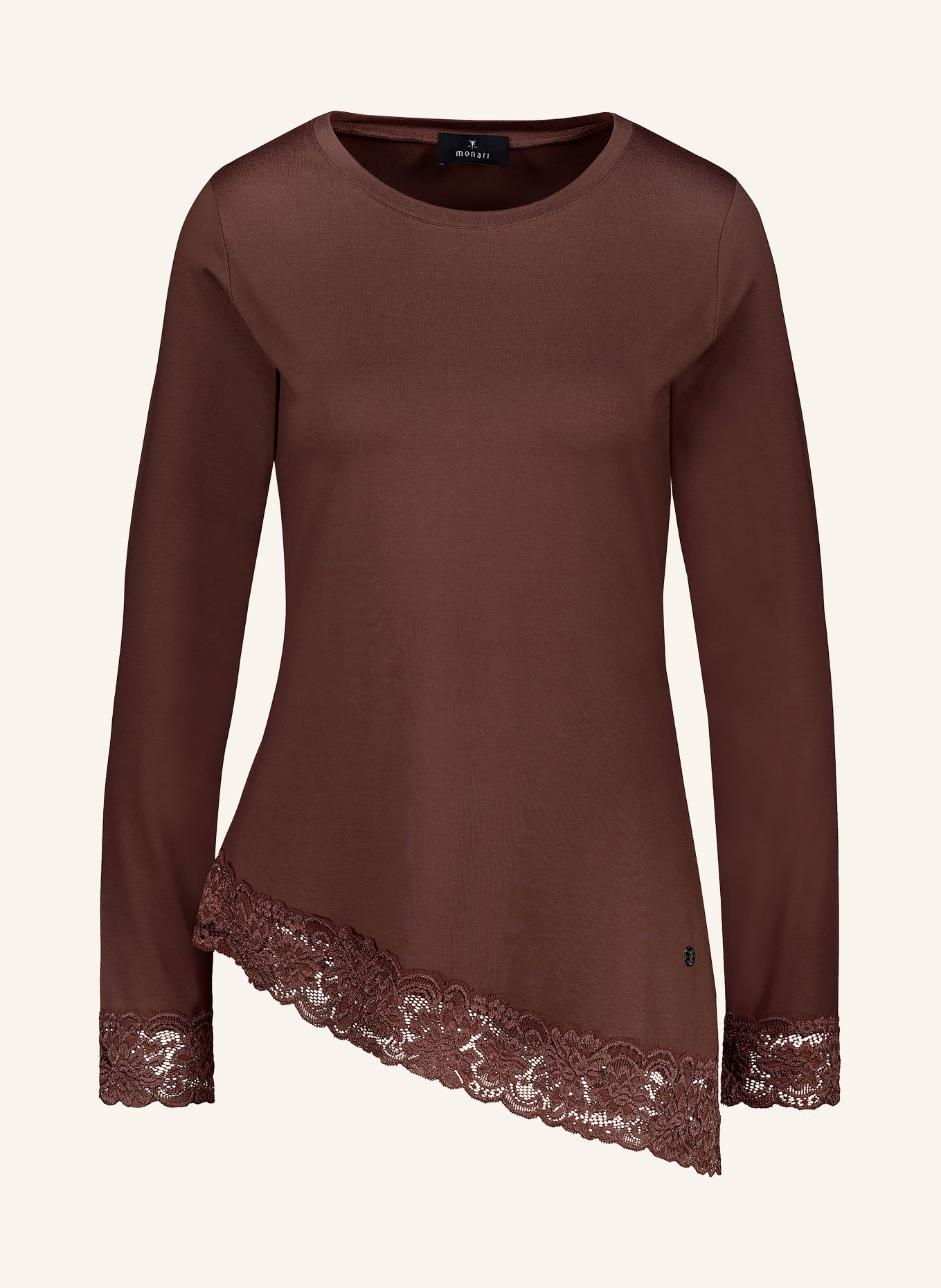 monari Long-sleeve shirt with lace: BROWN