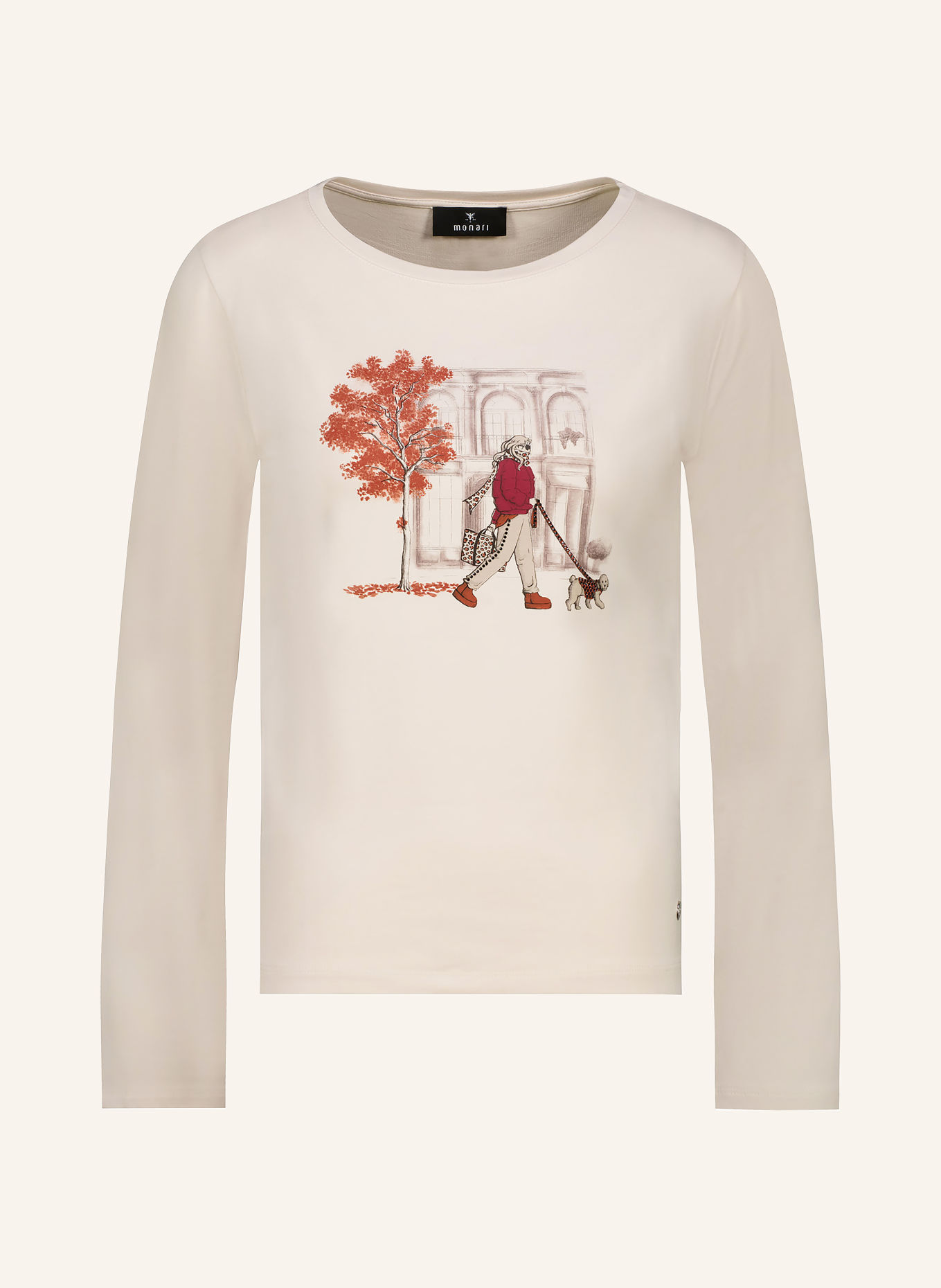 monari Long-sleeve shirt with gemstones: ECRU / GRAY / DARK RED