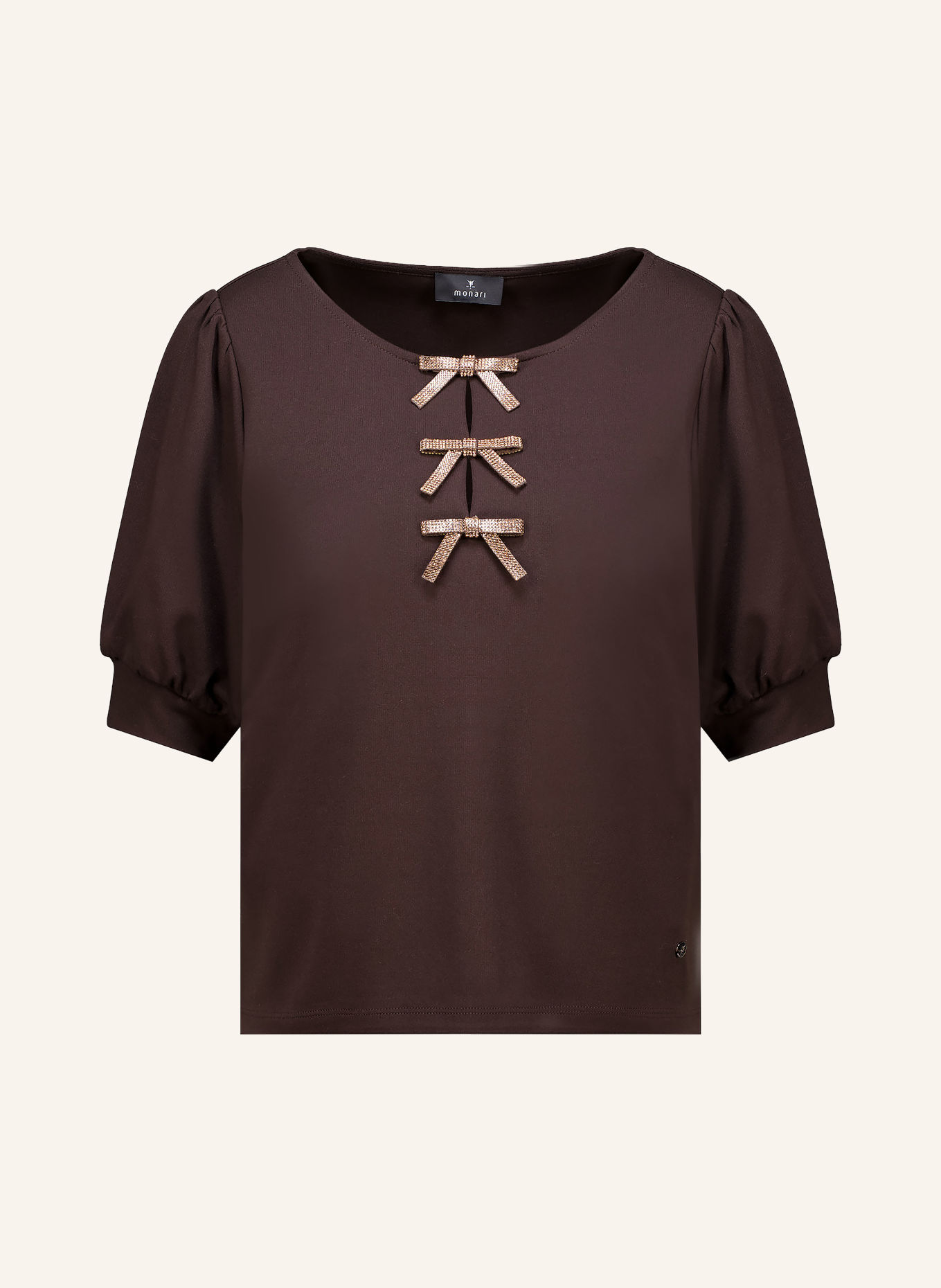 monari Shirt blouse with rhinestones: DARK BROWN / COGNAC